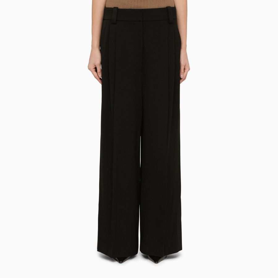 KHAITE o1d2blof0824 Wool-Blend Palazzo Trousers in Black Size 27" / US 4 / IT 40 - 1 Thumbnail