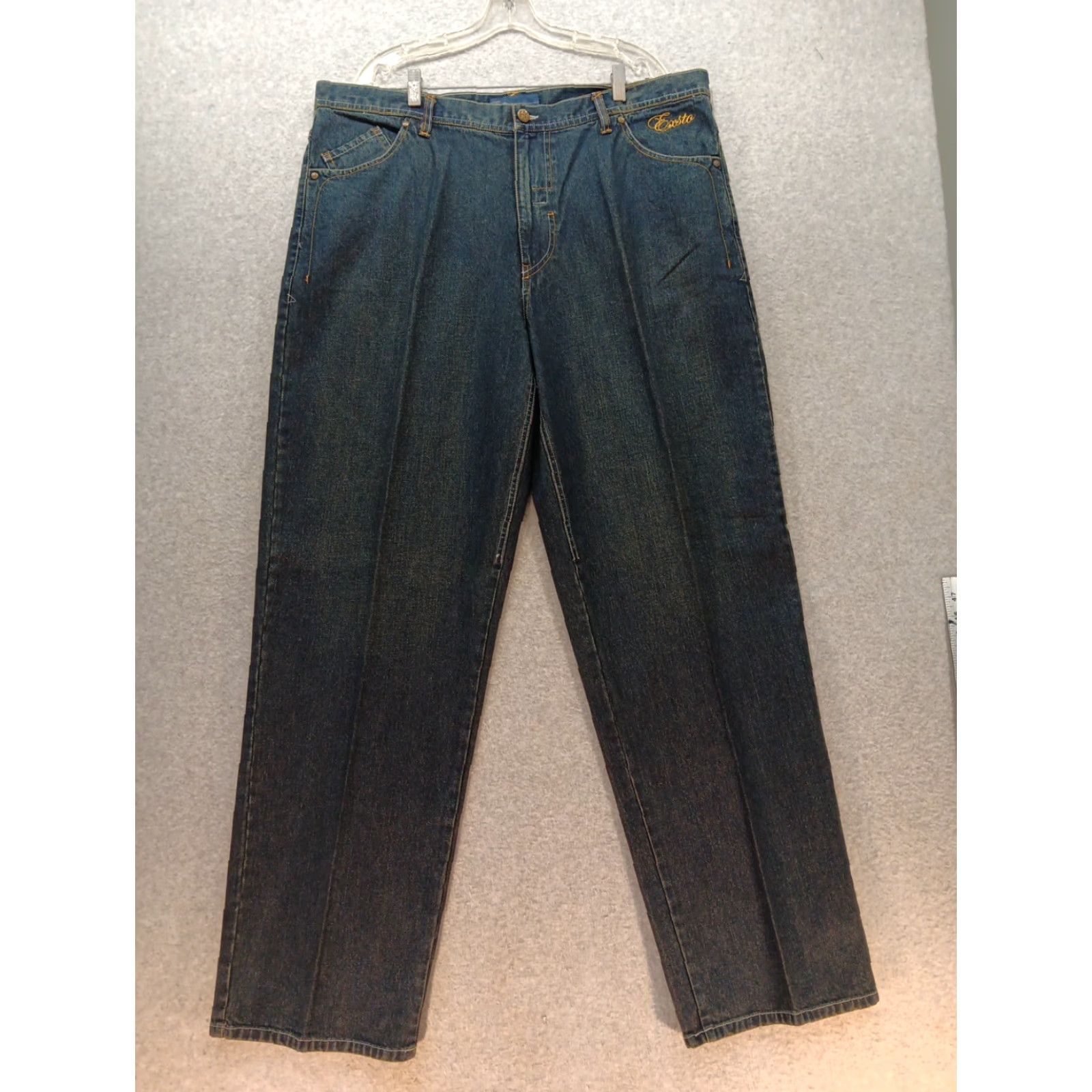 Etro VINTAGE Exsto Jeans 40"×34" Men Wide-Leg 90s Hip Hop Blue Denim 5-Pocket Regular Rise High Baggy Street Wear GUC Size US 40 / EU 56 - 2 Thumbnail