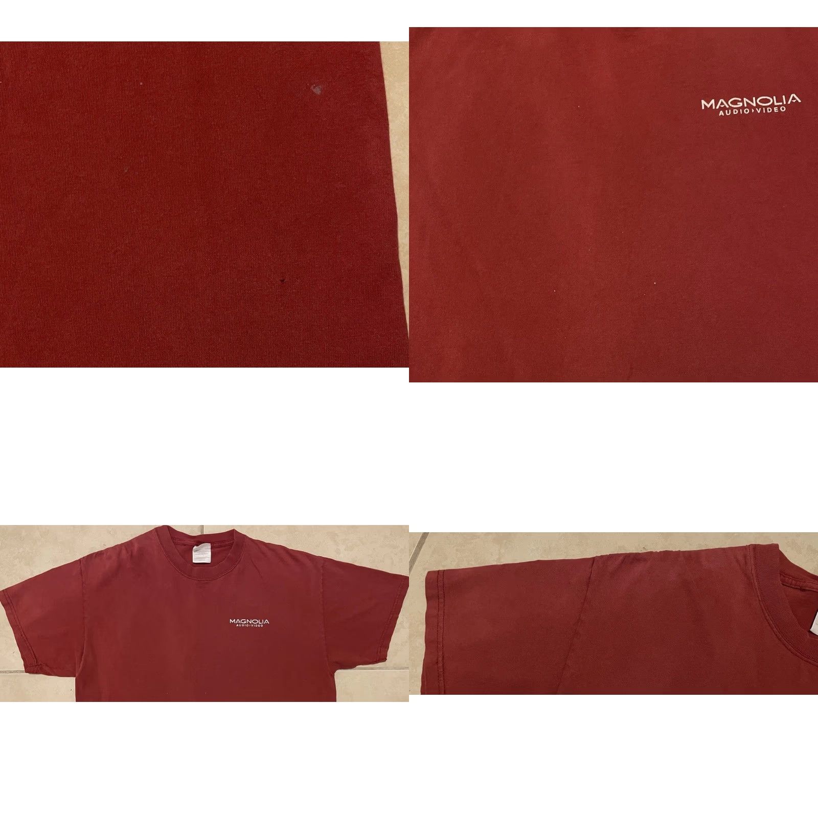 Apple VINTAGE Magnolia Audio Video Faded Shirt M Red Cotton Distressed 90s Y2K Camera Apple Computer Comedy? (Note: Ensure only original words used) Size US M / EU 48-50 / 2 - 8 Thumbnail