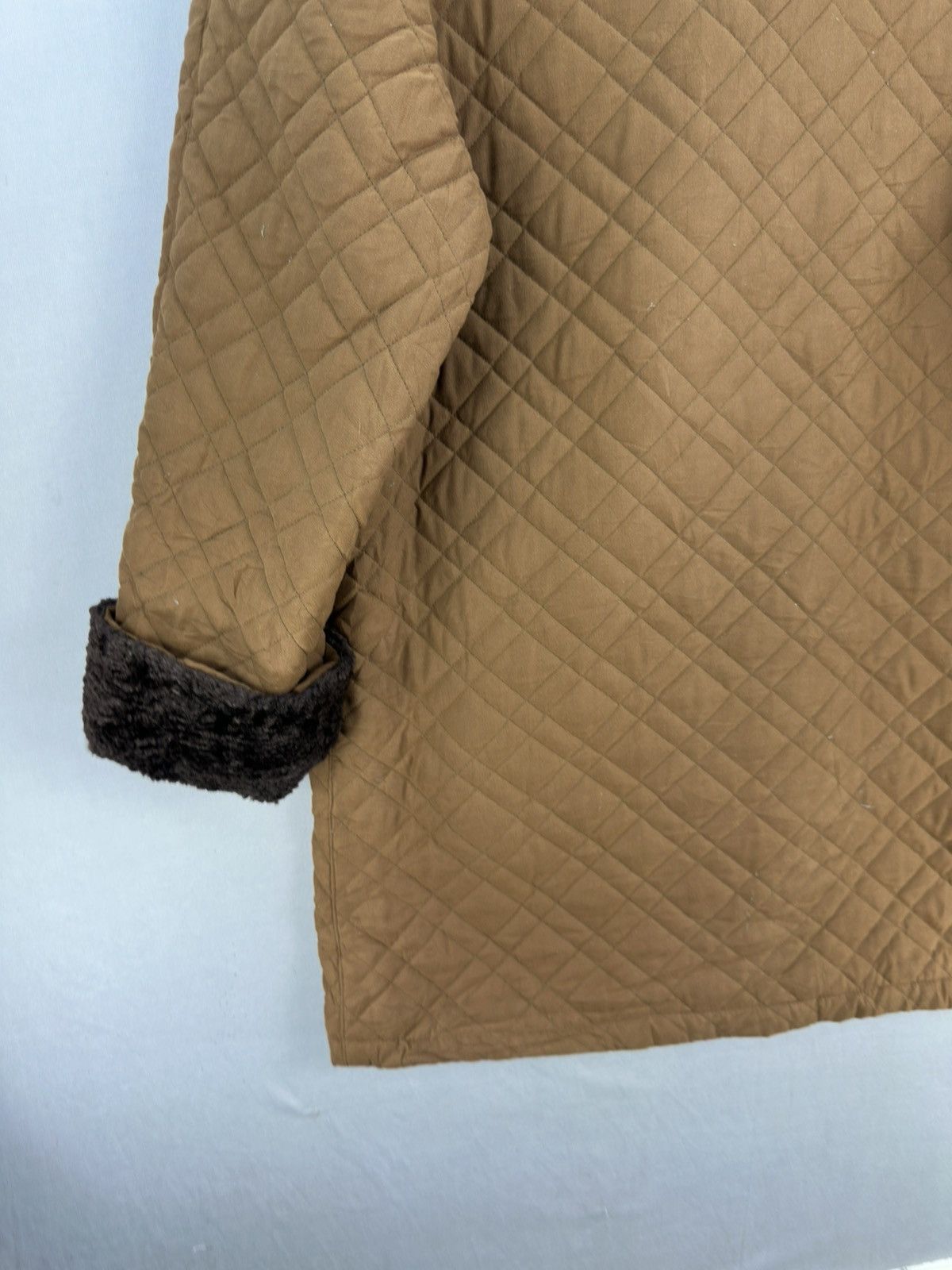Japanese Brand Per Amore Faux Fur Quilted Long Coat Jacket Size XL / US 12-14 / IT 48-50 - 6 Thumbnail