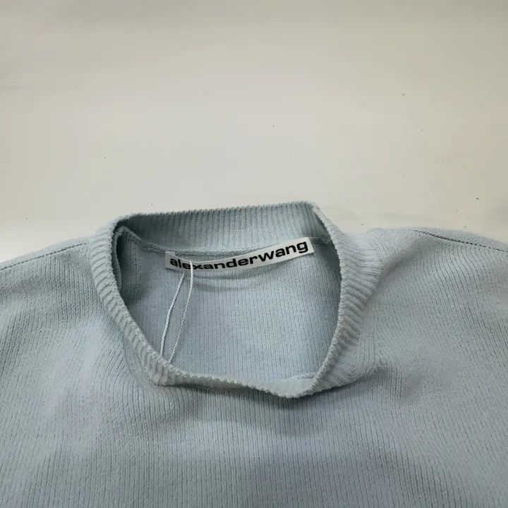 Alexander Wang Alexander Wang Blue Embossed Logo Knit T-Shirt - Size XS / US 0-2 / IT 36-38 - 4 Thumbnail