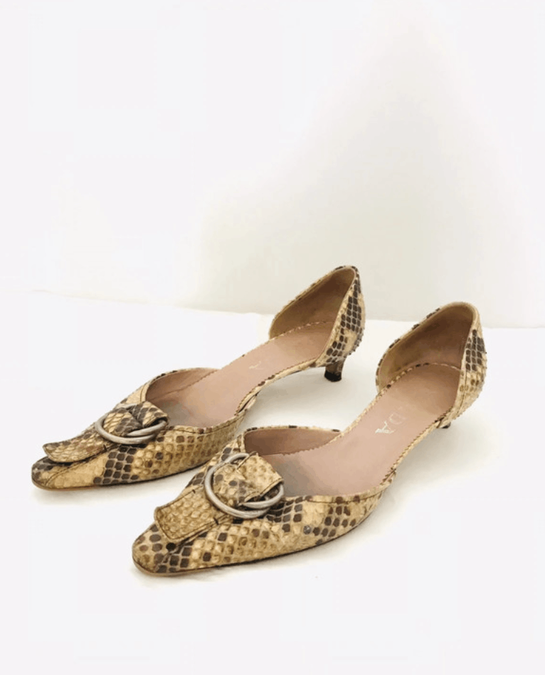 Prada Shoes SS2000 Mules Heels Sandals Leather Kitten
