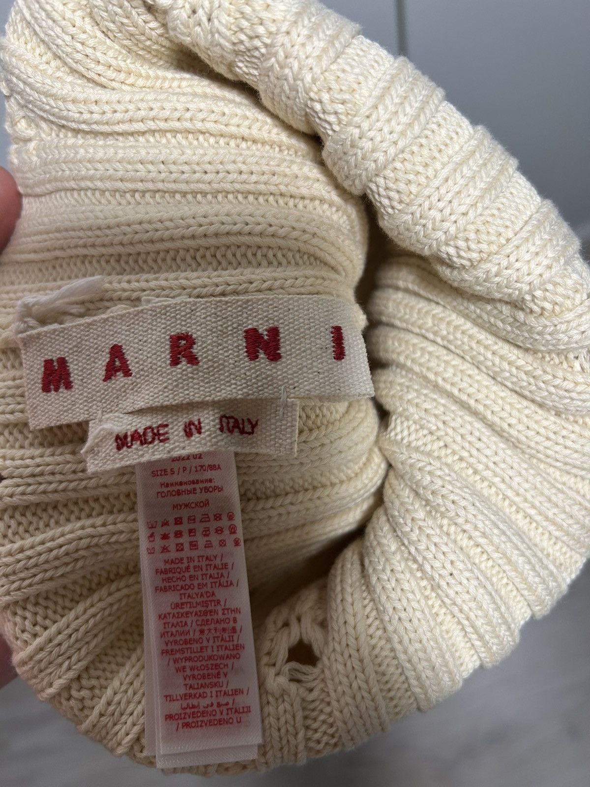 Marni Marni distressed beanie Cream Size S Size ONE SIZE - 4 Thumbnail