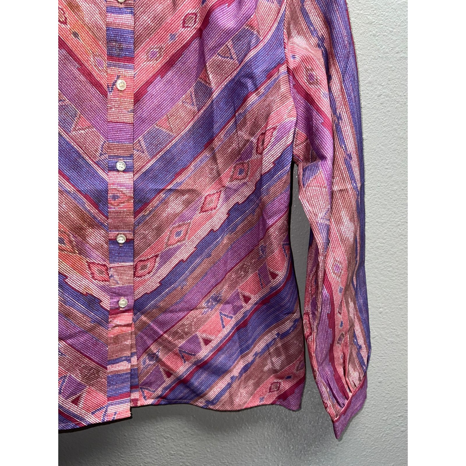 Vintage Womens Button Up Shirt RLM Petite Long Sleeve Purple Pink 10 Size L / US 10 / IT 46 - 4 Thumbnail