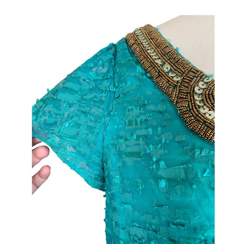 Neiman Marcus Sachin + Babi for Anthropologie Carcanet Blouse Aqua Green Size S / US 4 / IT 40 - 12 Thumbnail