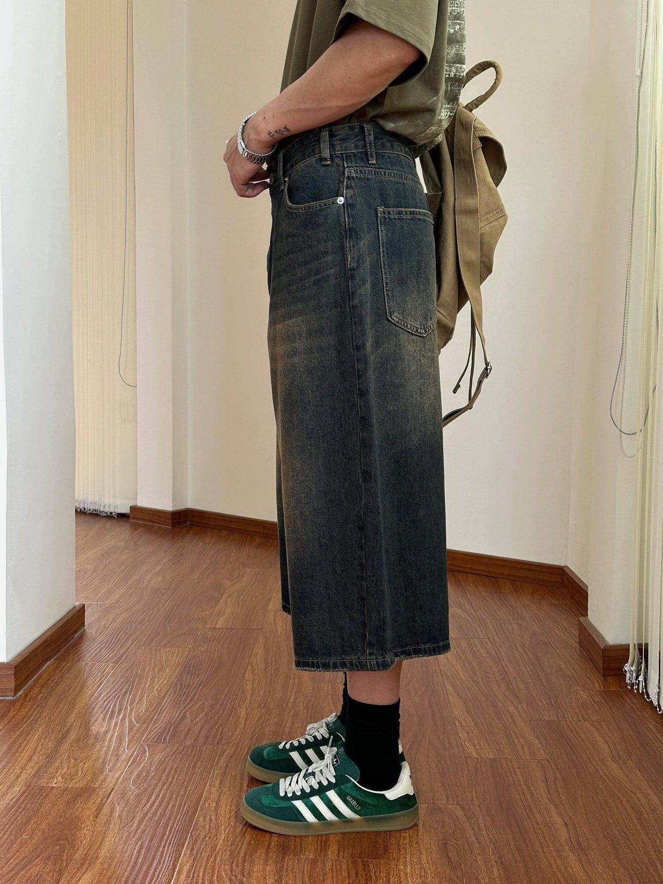 Japanese Brand × Vintage Y2K Revival Faded Long Denim Shorts - Retro Chic Essentials Size US 32 / EU 48 - 2 Thumbnail