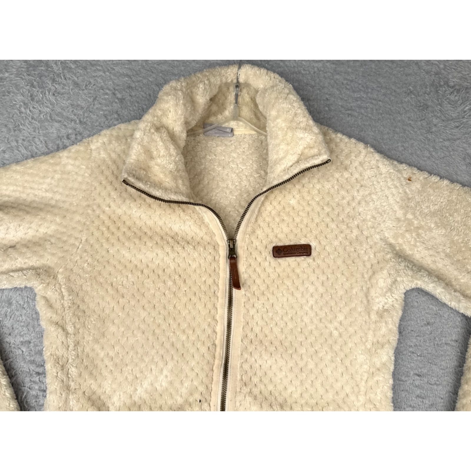 Vintage Columbia Jacket Women Small Ivory Full Zip Fleece Lightweight Outdoor Hiking Regular Fit Pocket Size S / US 4 / IT 40 - 5 Thumbnail