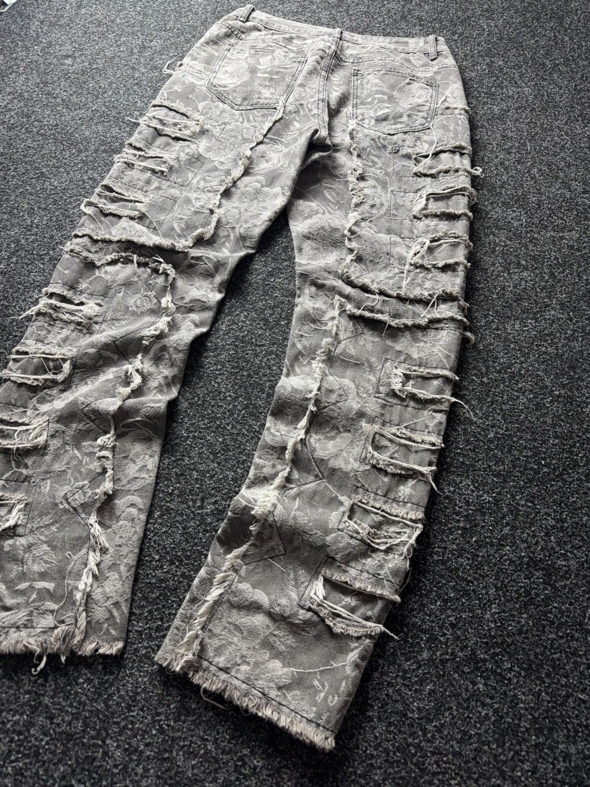 Japanese Brand 00s Distressed Grey Denim Jeans Opium Punk Grunge Wide Leg Size US 32 / EU 48 - 12 Thumbnail