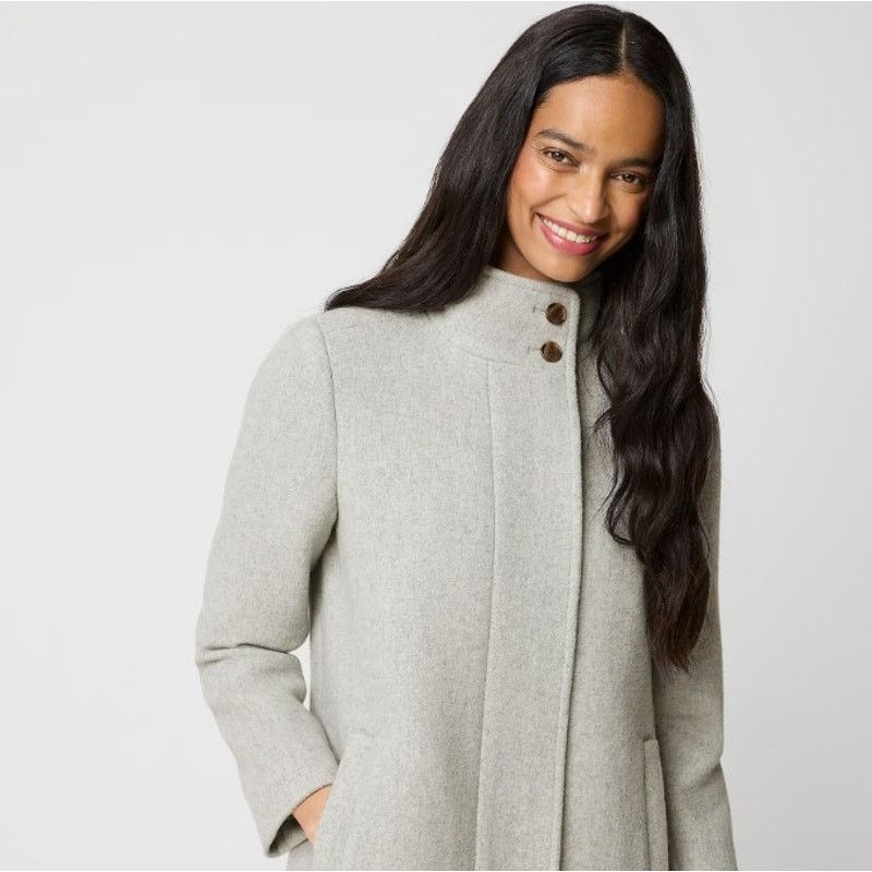 J.Crew NWT J.CREW Gray Wool Blend Button Neck Winter City Coat 00P Size XXS / US 00 / IT 34 - 2 Thumbnail