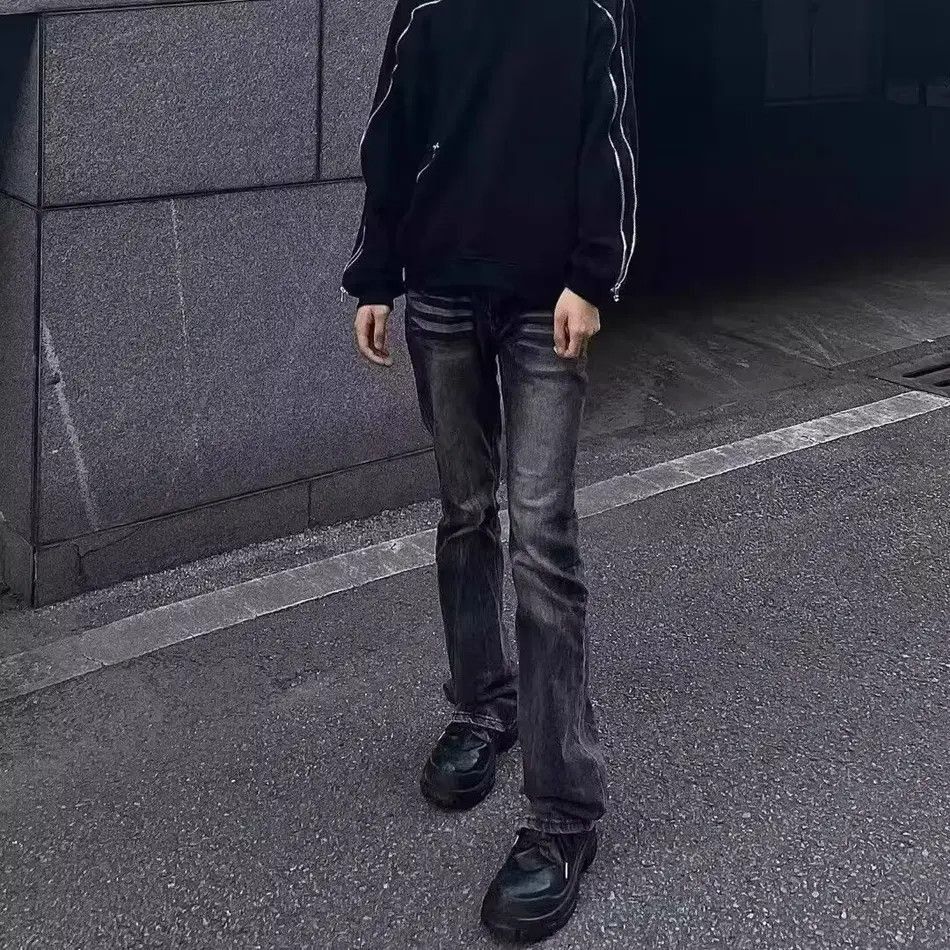 Japanese Brand Retro loose zipper micro flared jeans Size US 30 / EU 46 - 2 Thumbnail