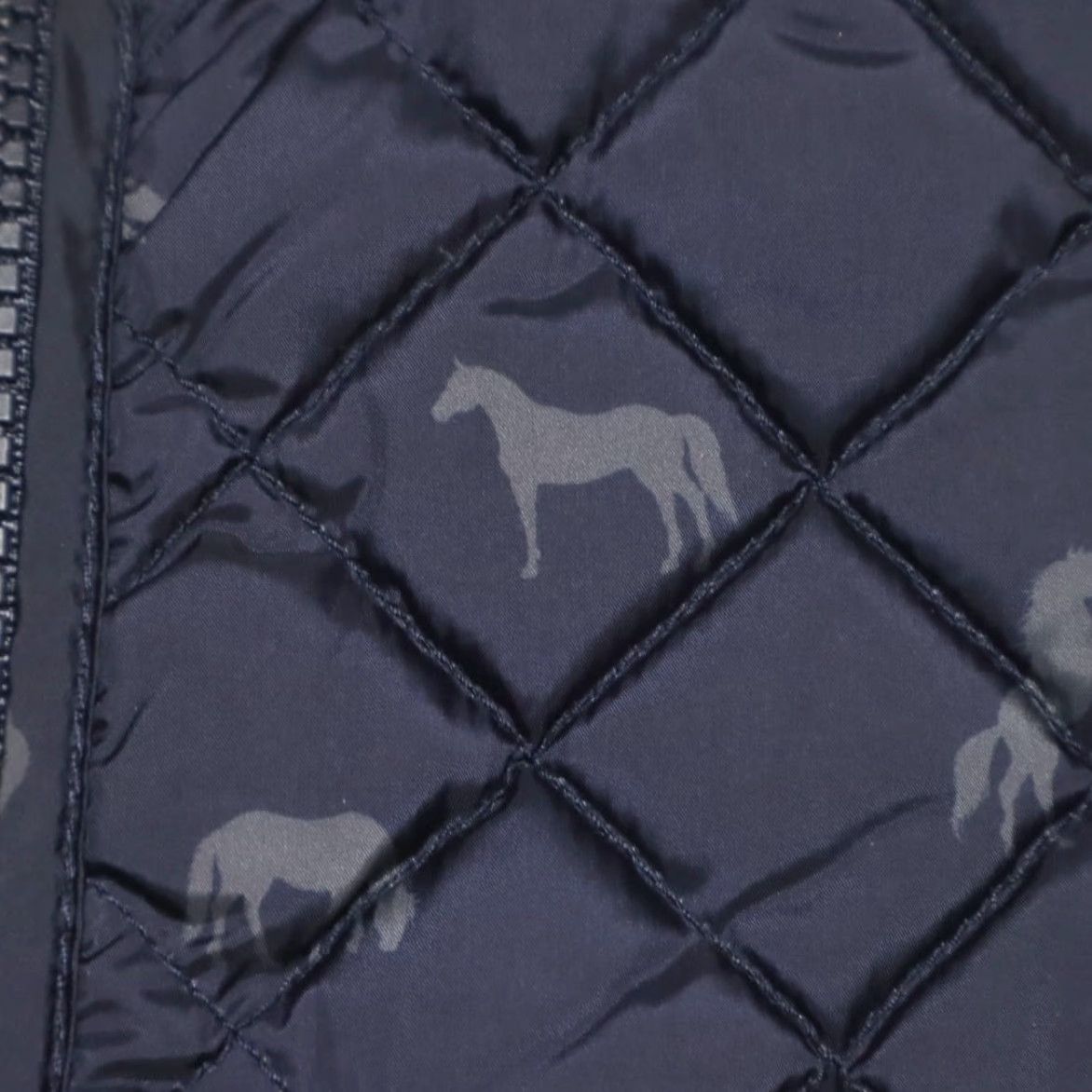 Vintage Piper Horse Equestrian Quilted Vest Navy Women's M Jacket Shirt Mock All Over Print Regular Fit Size M / US 6-8 / IT 42-44 - 6 Thumbnail