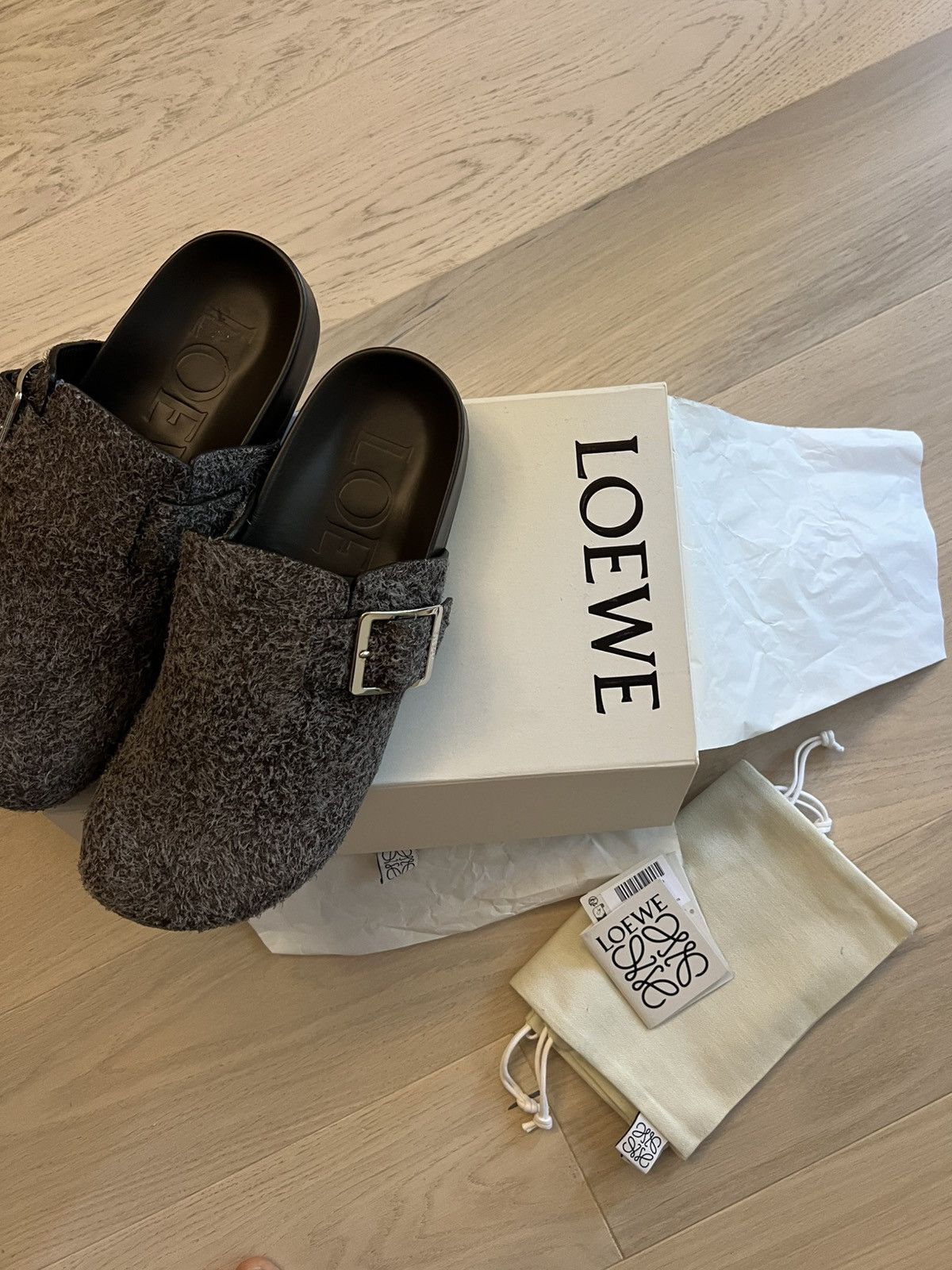 Loewe Loewe Ease Brushed Suede Buckle Dad’s Slipper Mules Size US 11 / EU 44 - 6 Thumbnail
