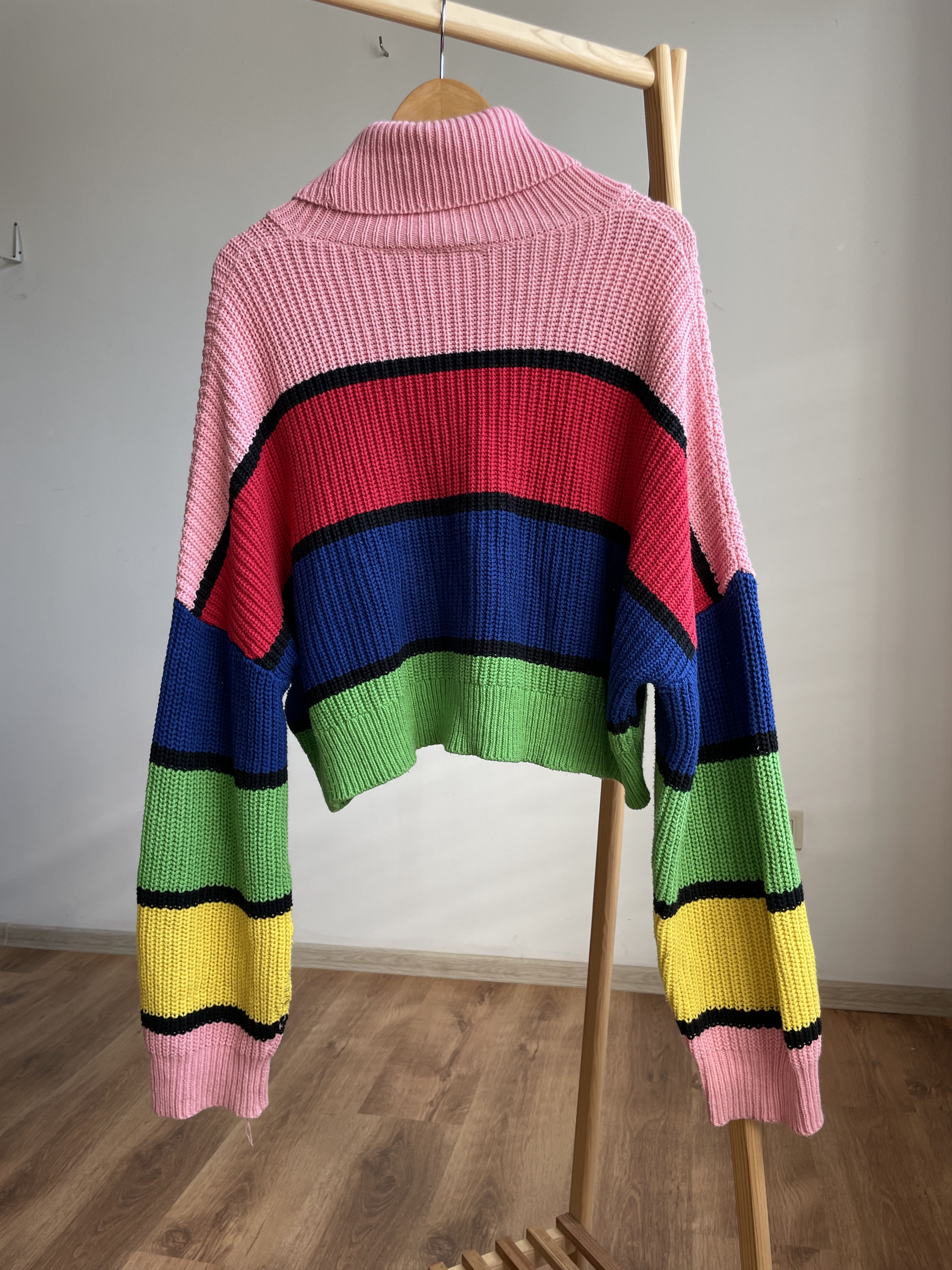 Lazy Oaf Lazy Oaf Bright Striped Turtleneck Oversized Womens Sweater Size L / US 10 / IT 46 - 2 Thumbnail