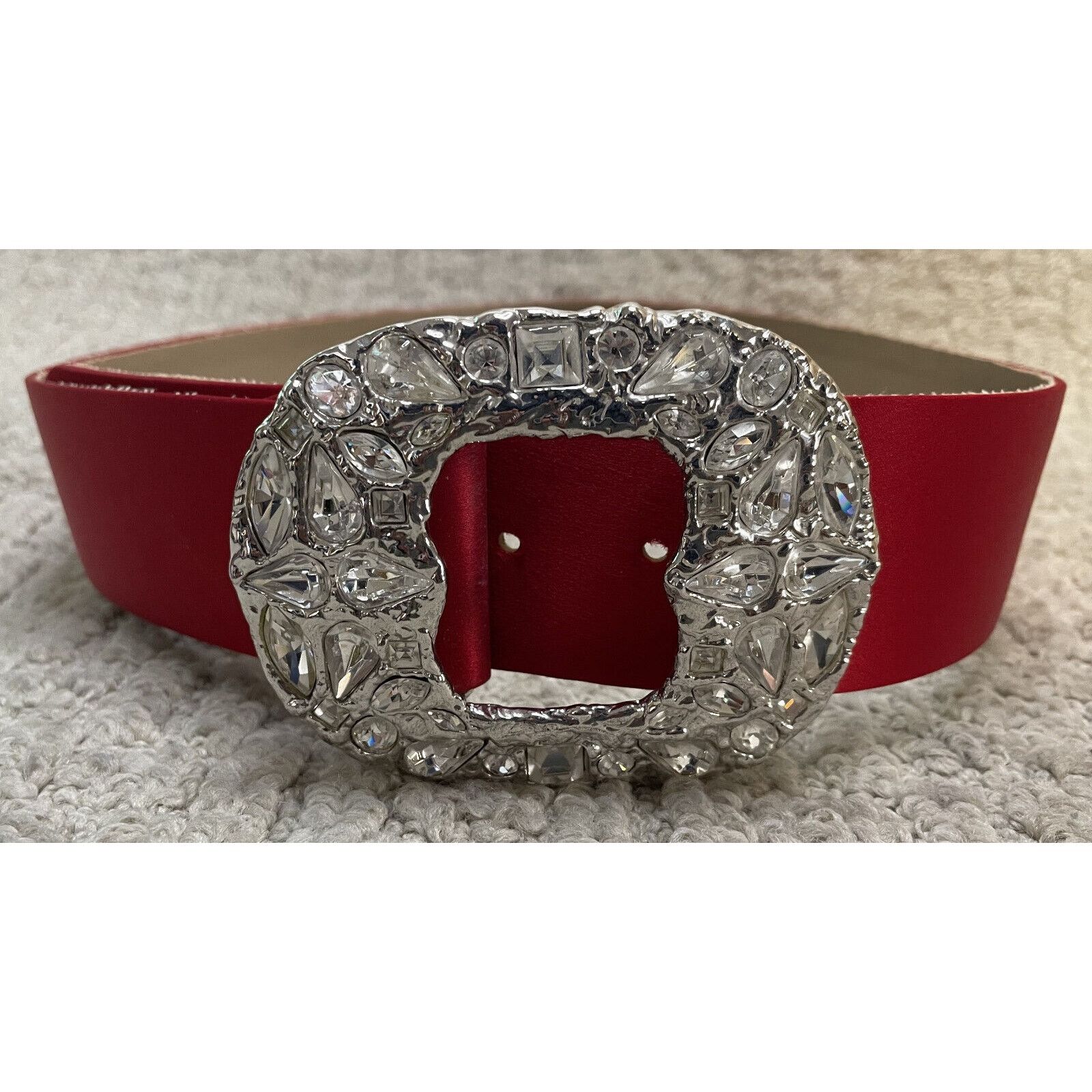 St. John VTG St John Bright Red Wrap V Neck Dress 4 Rhinestone Belt Size S / US 4 / IT 40 - 4 Thumbnail