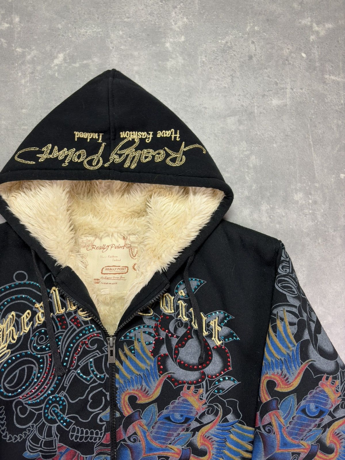 Ed Hardy Really Point Faux Fur Sherpa AOP Printed Zip Hoodie XXL Size US XXL / EU 58 / 5 - 5 Thumbnail