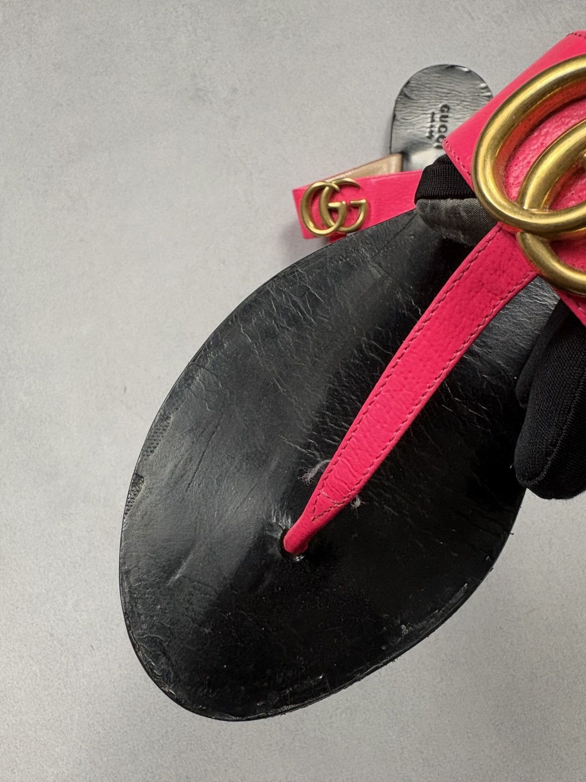 Gucci Gucci GG Marmont Thong Double G Leather Sandals Pink 36 Size US 6 / IT 36 - 10 Thumbnail