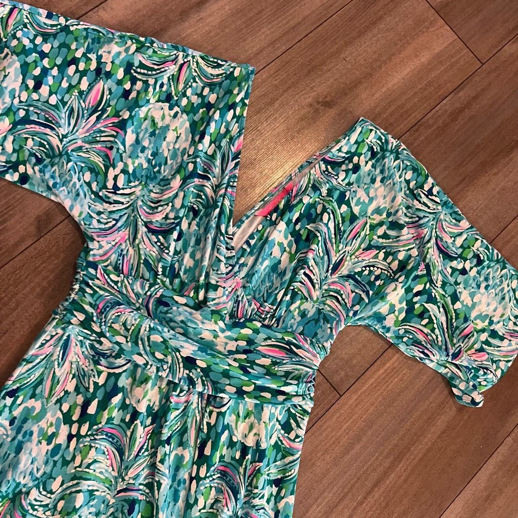 Lilly Pulitzer Lilly Pulitzer Womens V-Neck Green/Blue Pattern Jessi Flutte Size S / US 4 / IT 40 - 2 Thumbnail