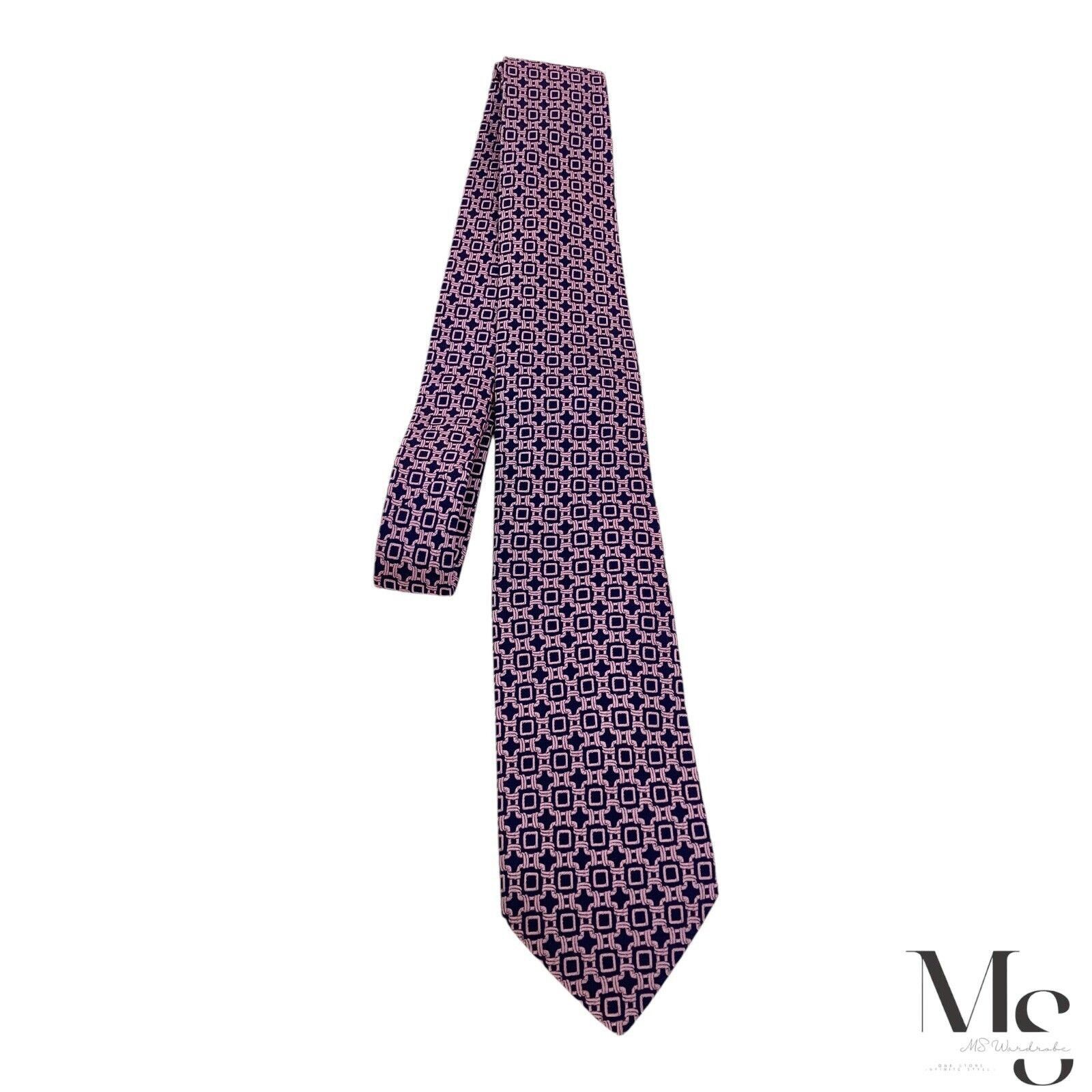 Barneys New York BARNEYS NEW YORK Pink Geometric Silk Tie Hand Made In Italy Size ONE SIZE - 5 Thumbnail