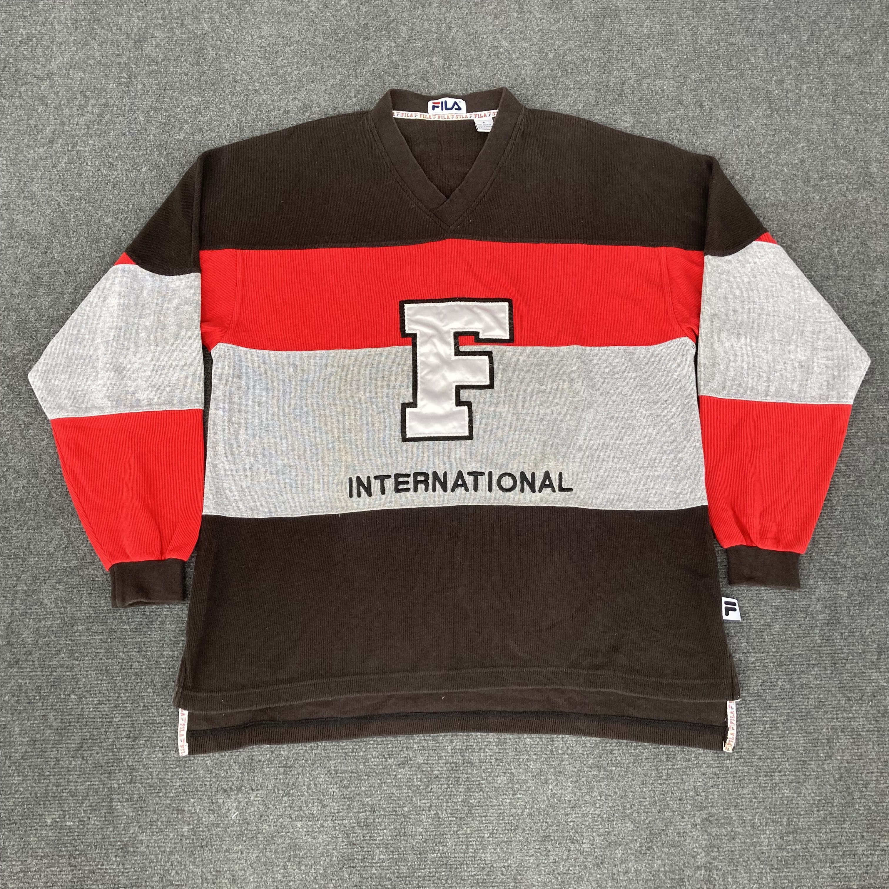 Fila × Vintage Vtg Fila International Big Logo Spellout Sweatshirt Size US M / EU 48-50 / 2 - 1 Thumbnail
