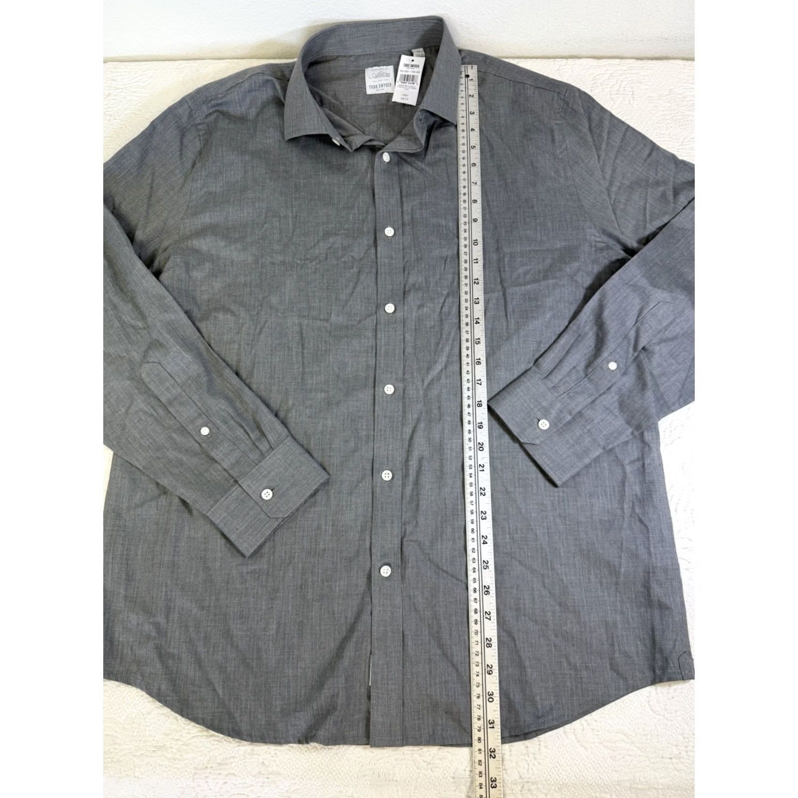 Todd Snyder Todd Snyder Dress Shirt Mens 17 Gray Albini Flanella Long Sleeve Spread Collar Regular Fit Button Pearl Size 46R - 3 Thumbnail