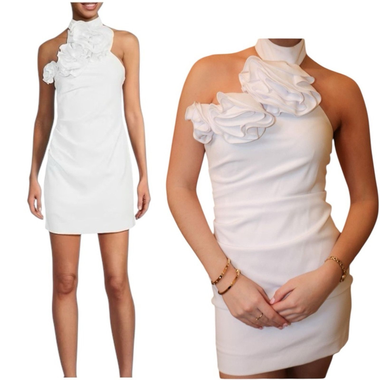 Gianni Valentino Gianni Bini One Shoulder White Dress with Ruffles Size 2 Size XS / US 0-2 / IT 36-38 - 1 Thumbnail