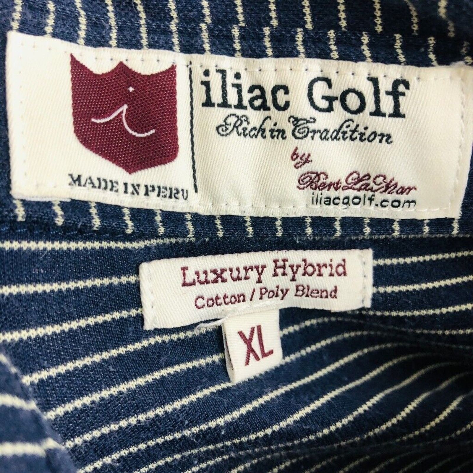 The Unbranded Brand iliac Golf Bert Lamar Mens Polo Shirt Blue Striped Button XL Size US XL / EU 56 / 4 - 8 Thumbnail