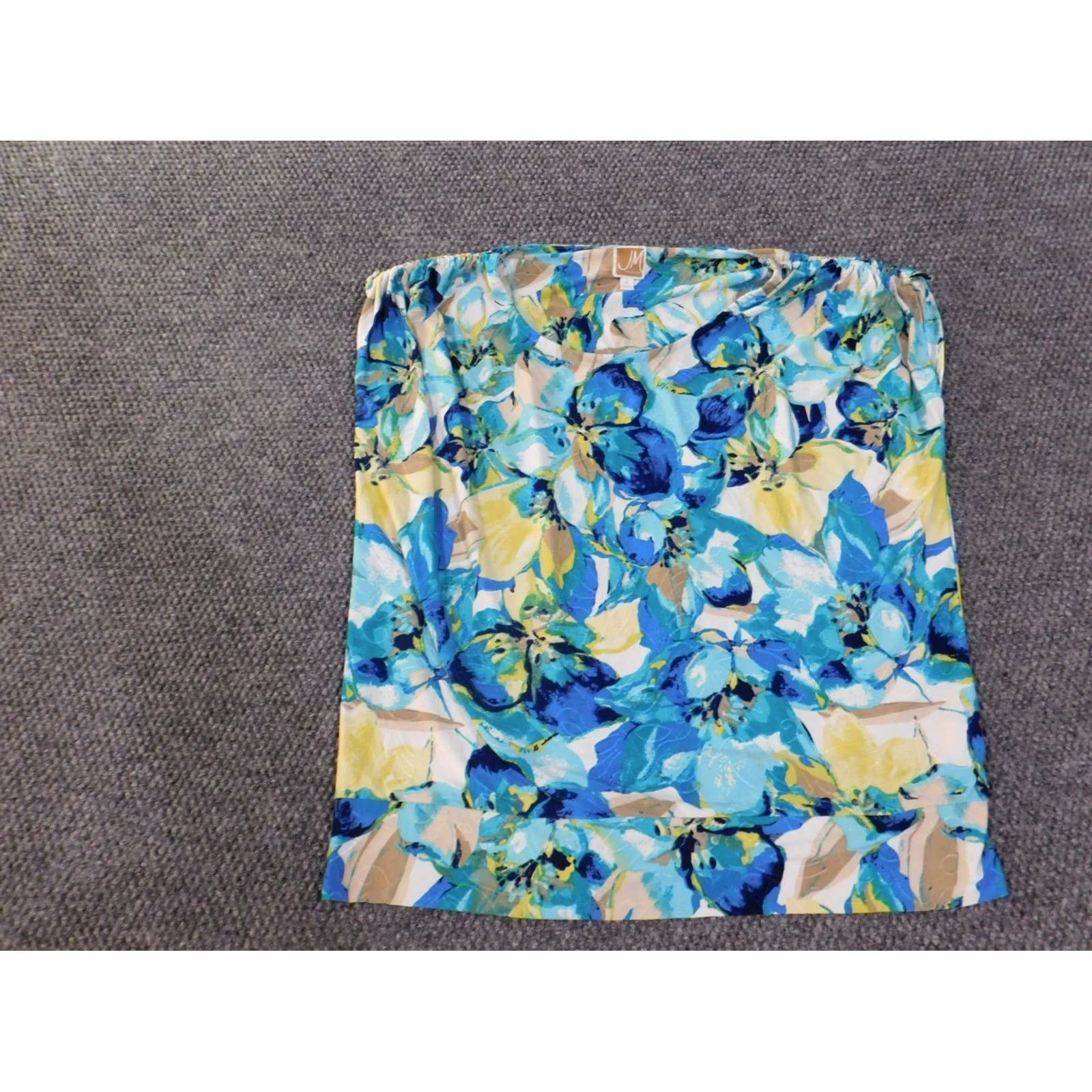 JM Collection JM Collection Blouse Shirt Women XL Blue Floral Sleeveless Polyesters Spandex Knit Breathable Stretch Casual Crew Neck Button Size XL / US 12-14 / IT 48-50 - 2 Thumbnail