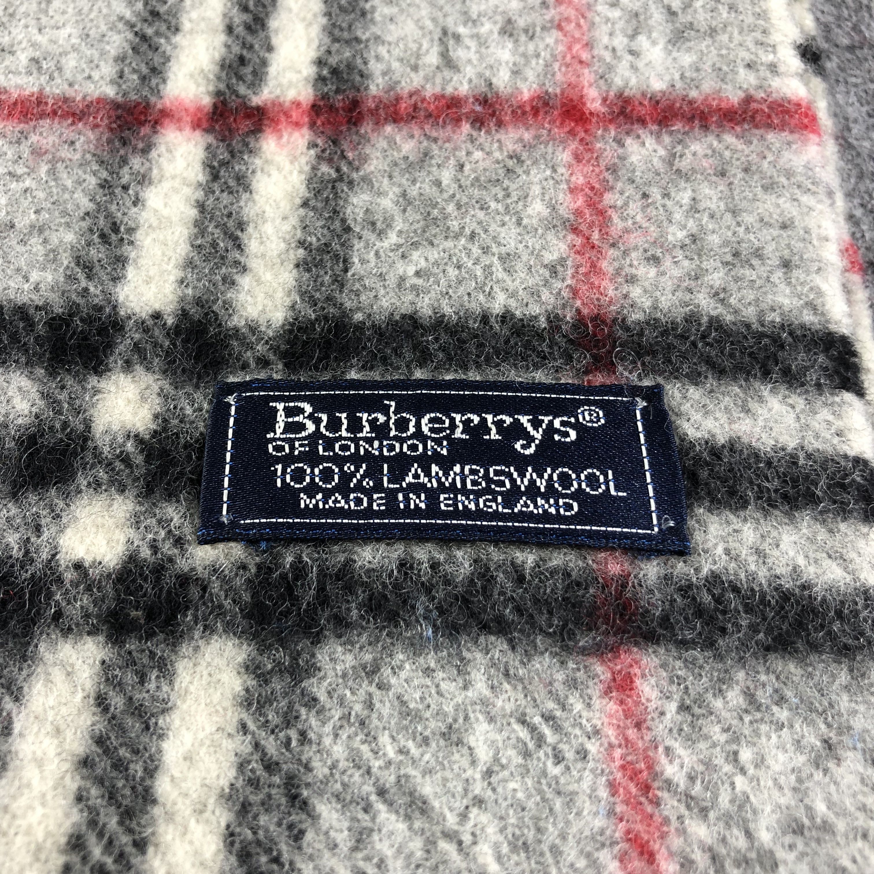 Burberry Burberrys Grey Nova Check Wool Scarf Muffler V1620 Size ONE SIZE - 4 Thumbnail
