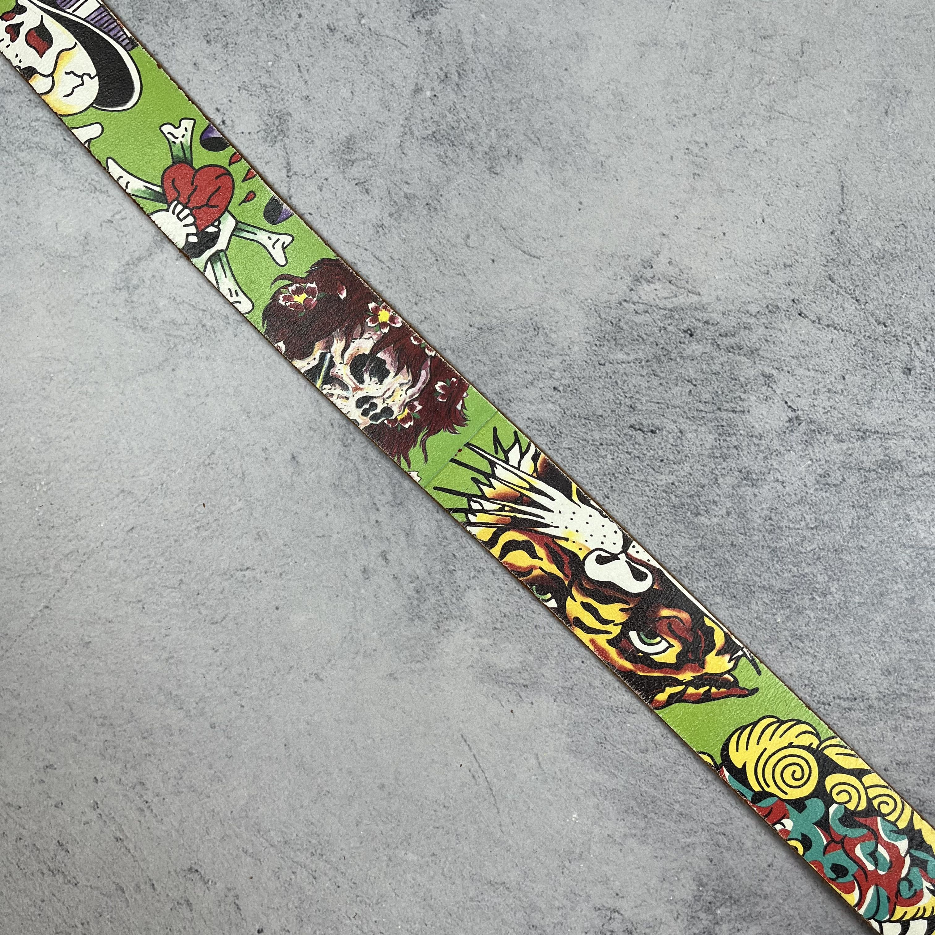 Ed Hardy Vintage Ed Hardy Y2K Skulls Tattoo Leather Belt 2000’s Size ONE SIZE - 4 Thumbnail