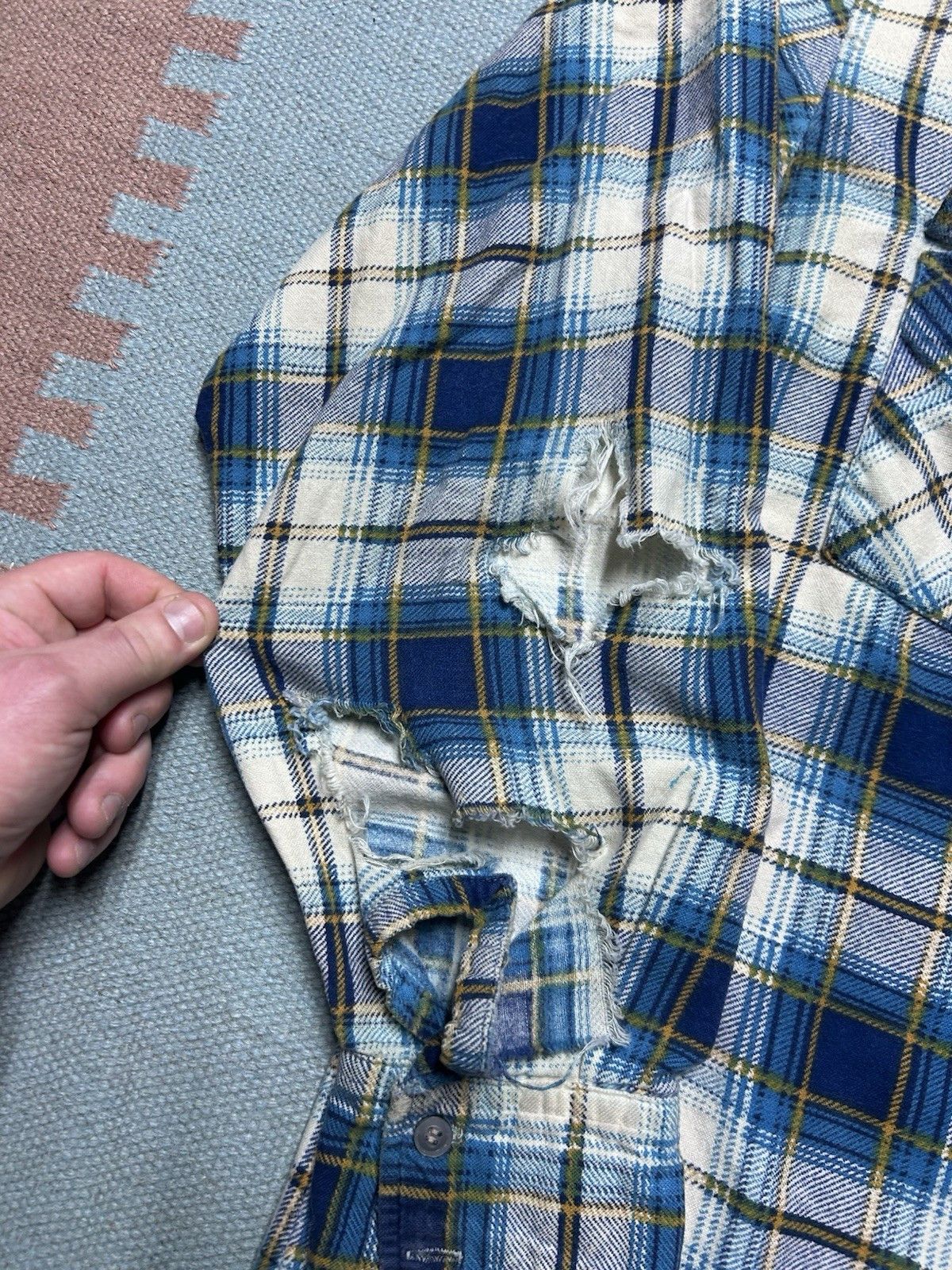 Vintage 80s flannel shirt brushed cotton distressed Kingsport large Size US L / EU 52-54 / 3 - 4 Thumbnail