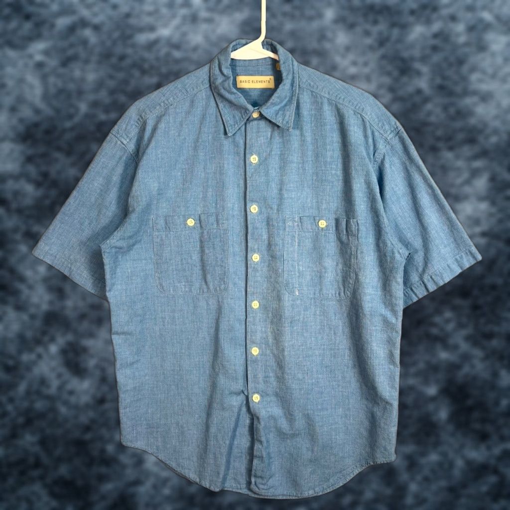 Vintage VINTAGE Basic Elements Shirt Mens Small Blue Short Sleeve Button-Up Cotton Size US S / EU 44-46 / 1 - 1 Thumbnail