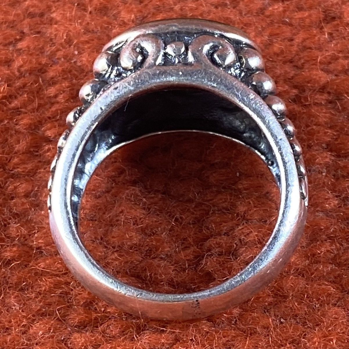 Japanese Brand × Kapital × Vintage Vtg Sterling Silver Black Onyx Chunky Domed Signet Ring Size ONE SIZE - 5 Thumbnail