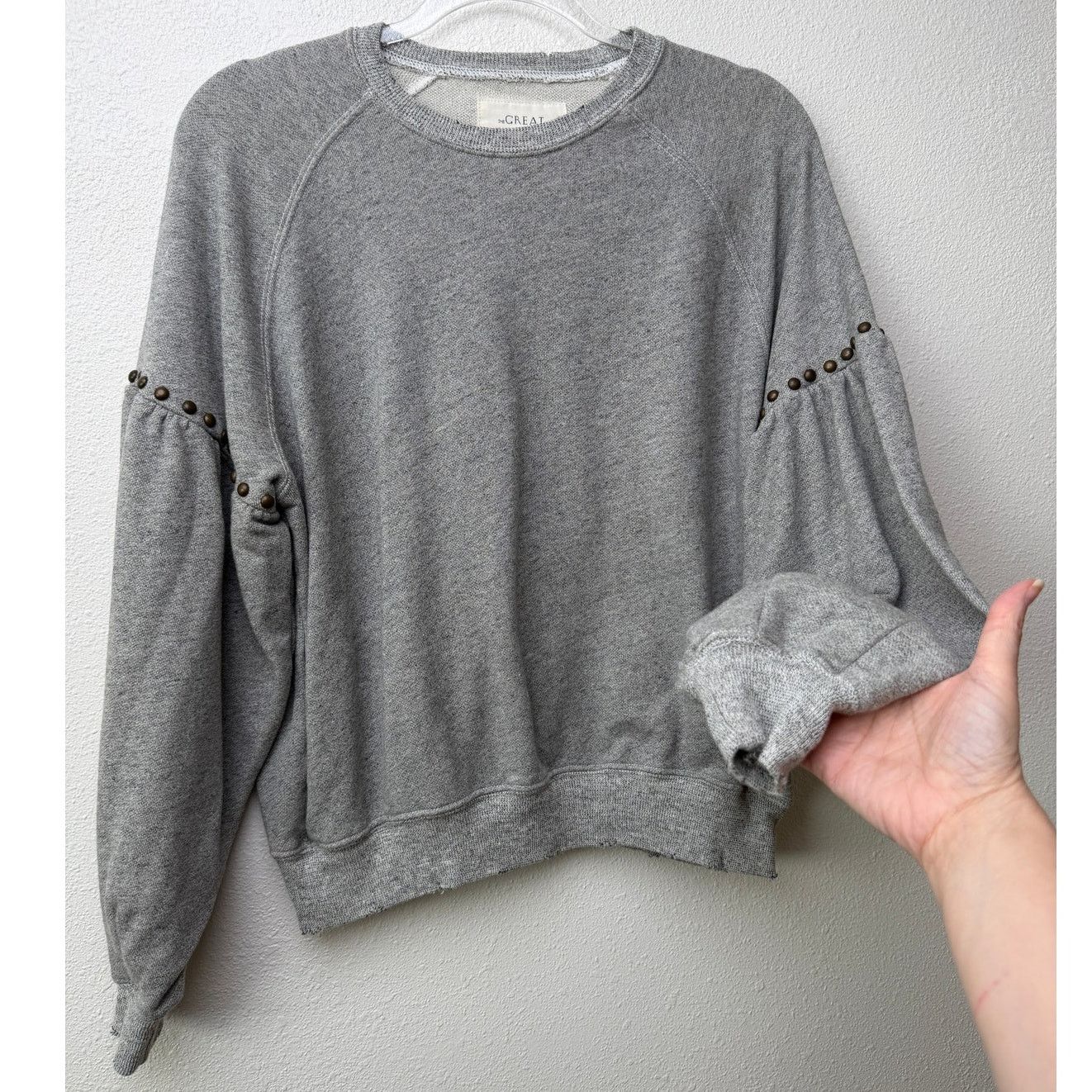 THE GREAT The Great Studded Balloon Sleeve Gray Sweater Size 1 Small Size S / US 4 / IT 40 - 5 Thumbnail