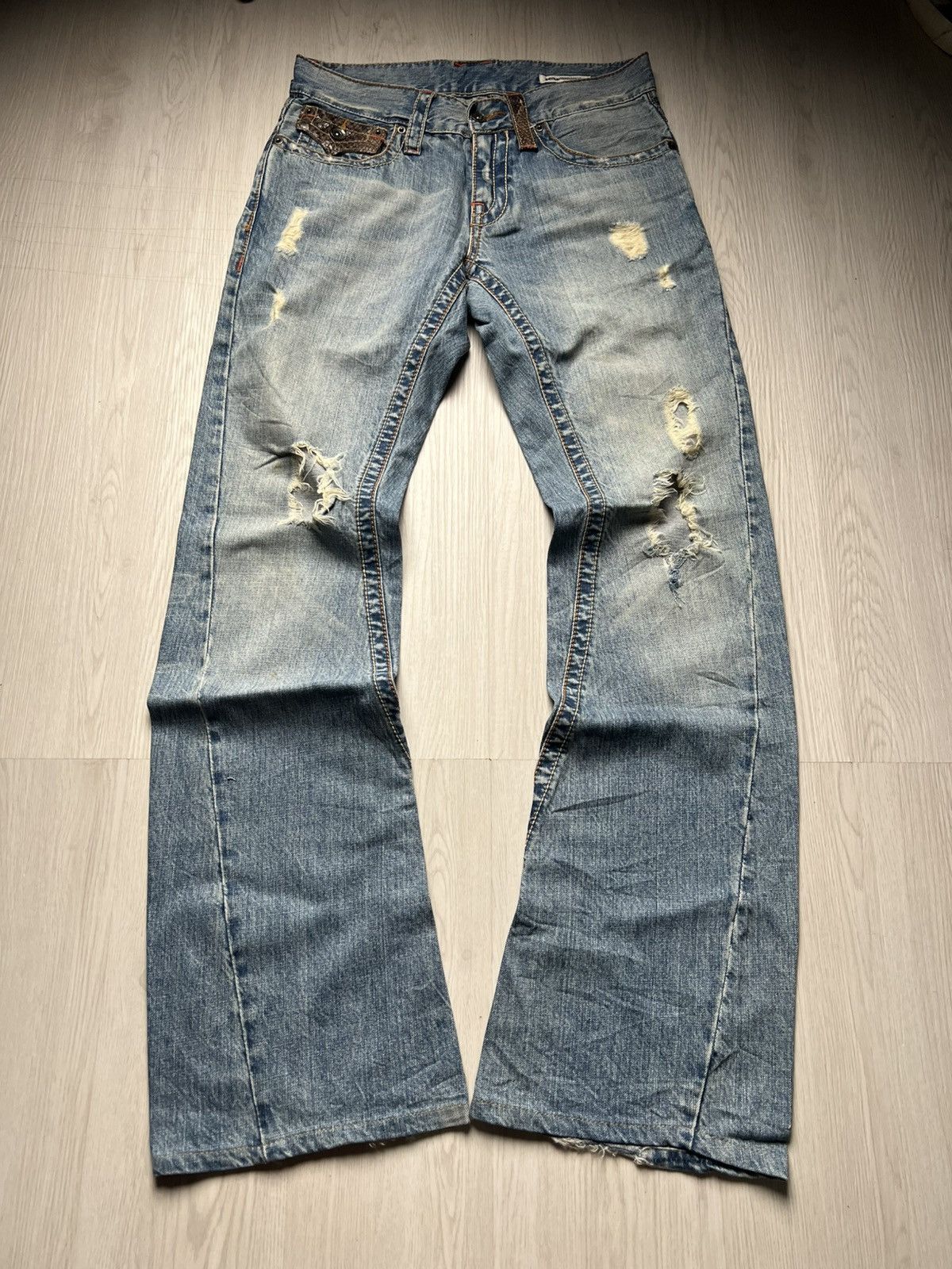 semanticdesign Semantic Design Snake Pocket Distressed Flared Jeans Size US 30 / EU 46 - 2 Thumbnail