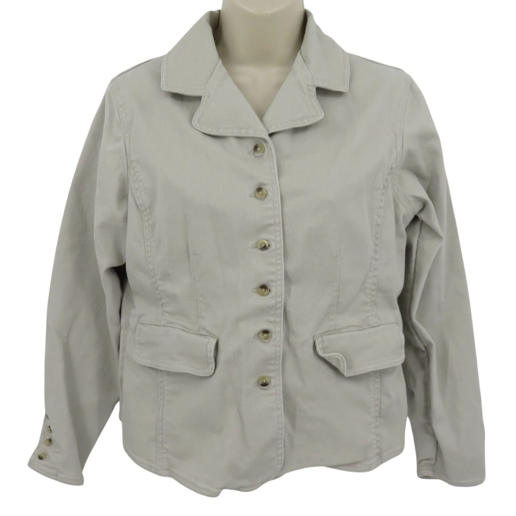 Denime Relativity Women's Petite Medium PM Denim Jacket Collared Button Coat Size M / US 6-8 / IT 42-44 - 2 Thumbnail