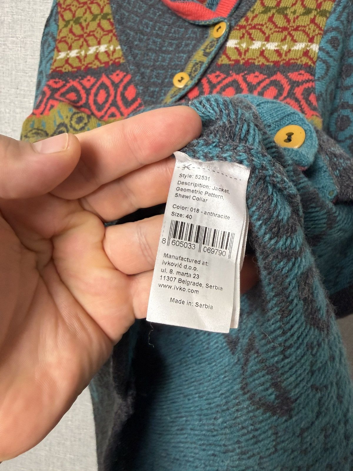 Desigual Ivko Wool Cardigan Geometric Pattern Shawl Collar Sweater Size M / US 6-8 / IT 42-44 - 15 Thumbnail