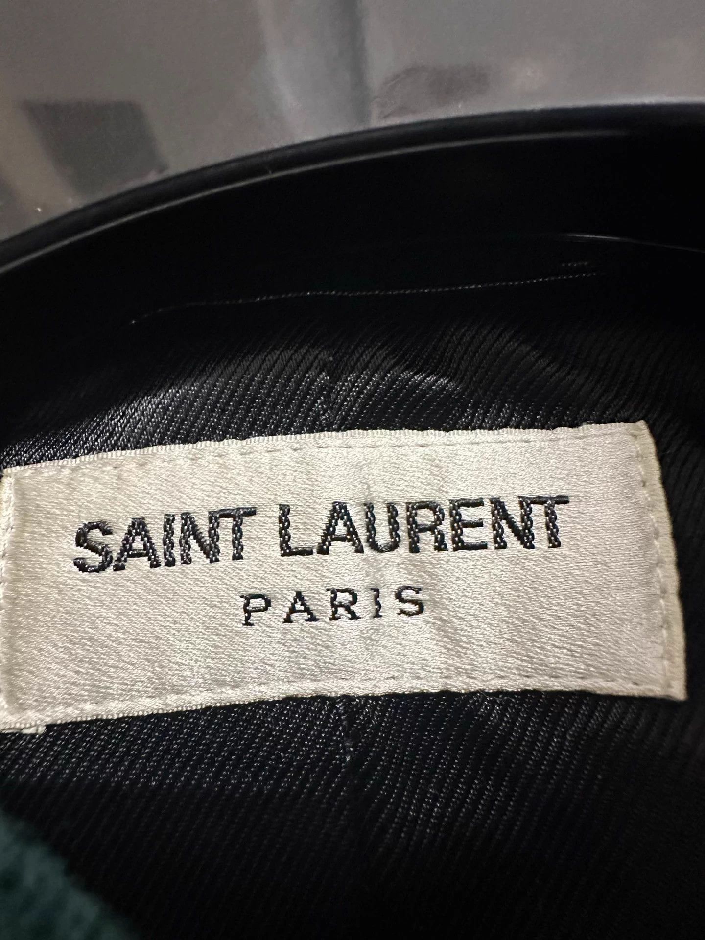 Saint Laurent Paris Saint Laurent SLP Green Wool and Leather Baseball Jacket, Size L / US 10 / IT 46 - 4 Thumbnail