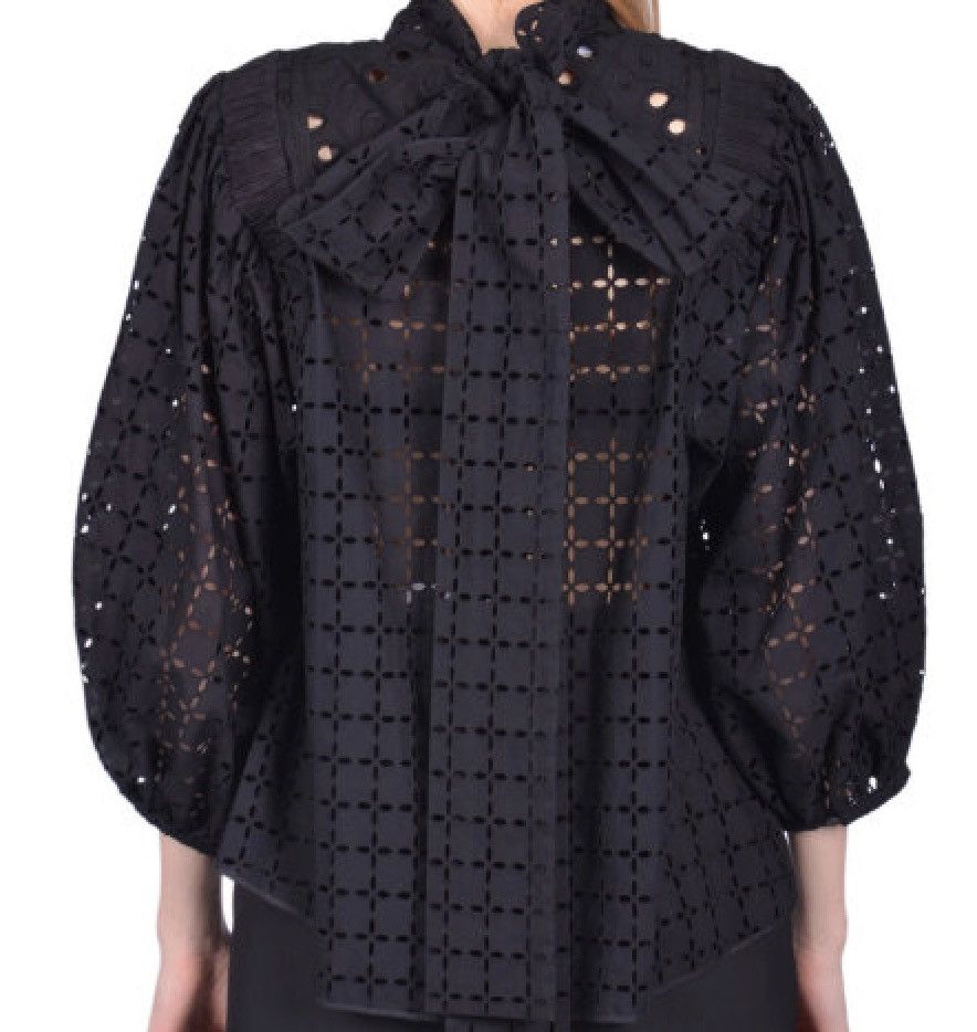 Rochas Rochas Black Lace Embroidery Blouse Size S / US 4 / IT 40 - 3 Thumbnail