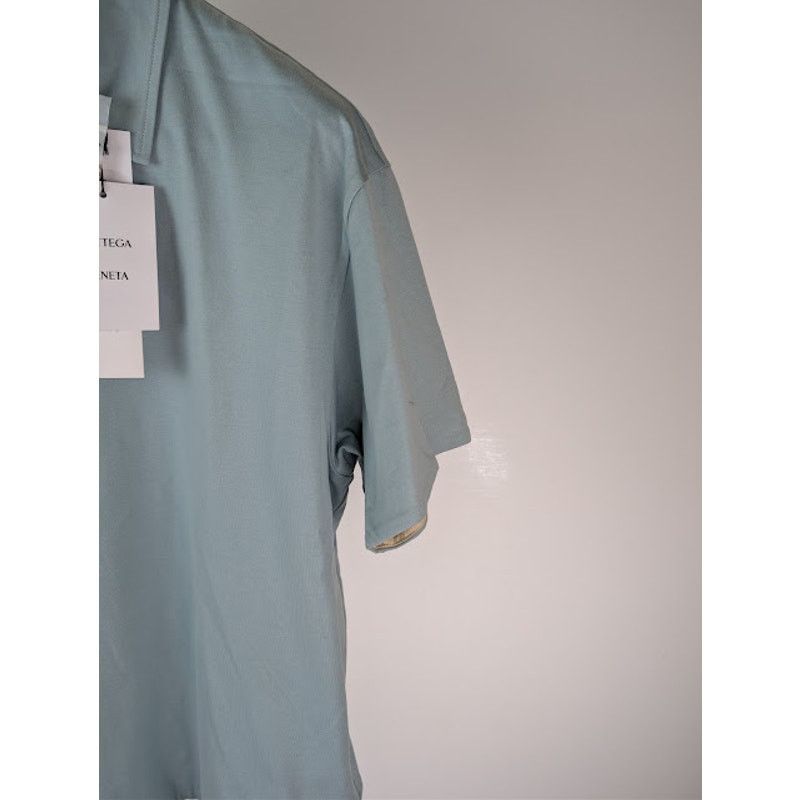 Bottega Veneta o1rshd1 Double Layer Light Cotton Polo Shirt in Stone Blue Size US S / EU 44-46 / 1 - 5 Thumbnail