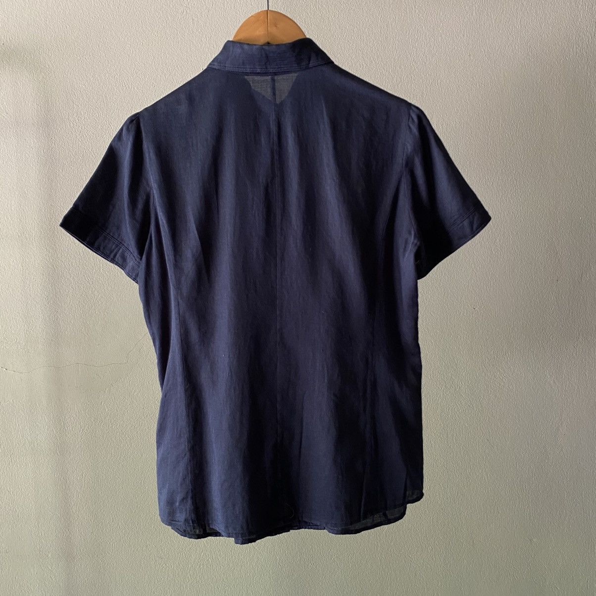 Burberry BURBERRY Soft Navy Pleated Blouse Size S / US 4 / IT 40 - 7 Thumbnail