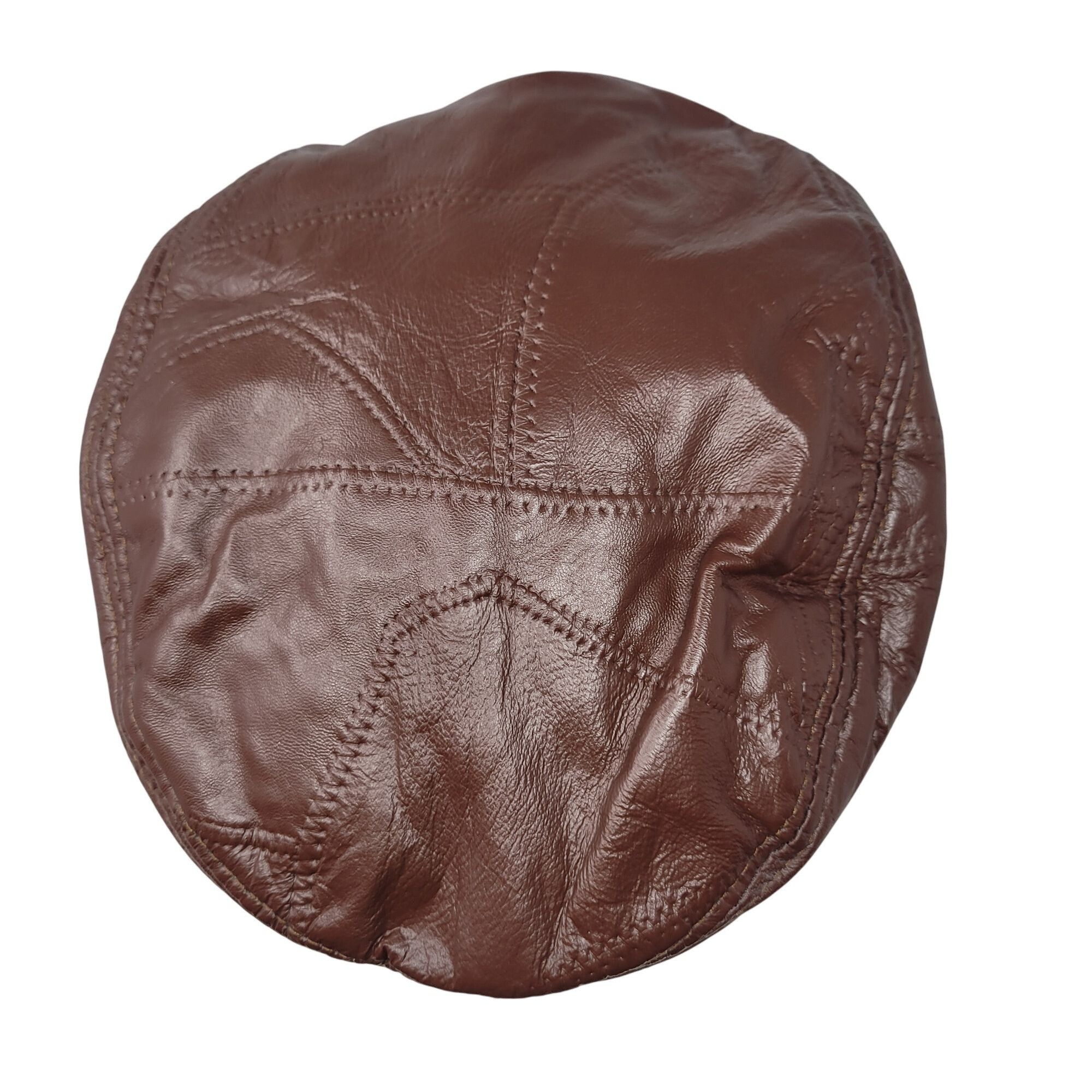 Vintage Vtg 90s Mens Chocolate Brown Leather Patchwork Newsboy Cap R Size ONE SIZE - 9 Thumbnail