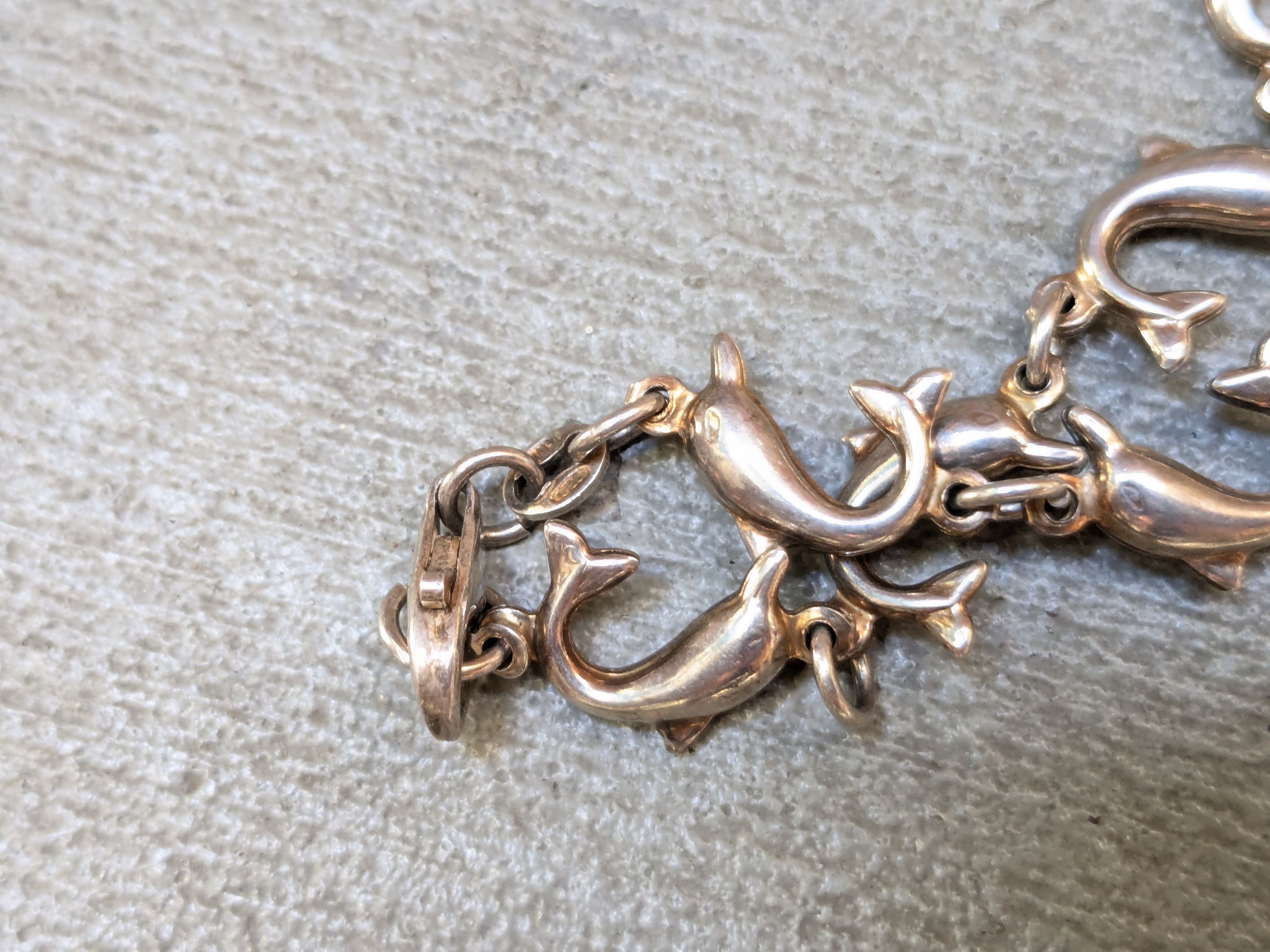 Jewelry × Vintage Vintage Sterling Silver Bracelet Dolphin Chain 7.25" Italy Size ONE SIZE - 10 Thumbnail