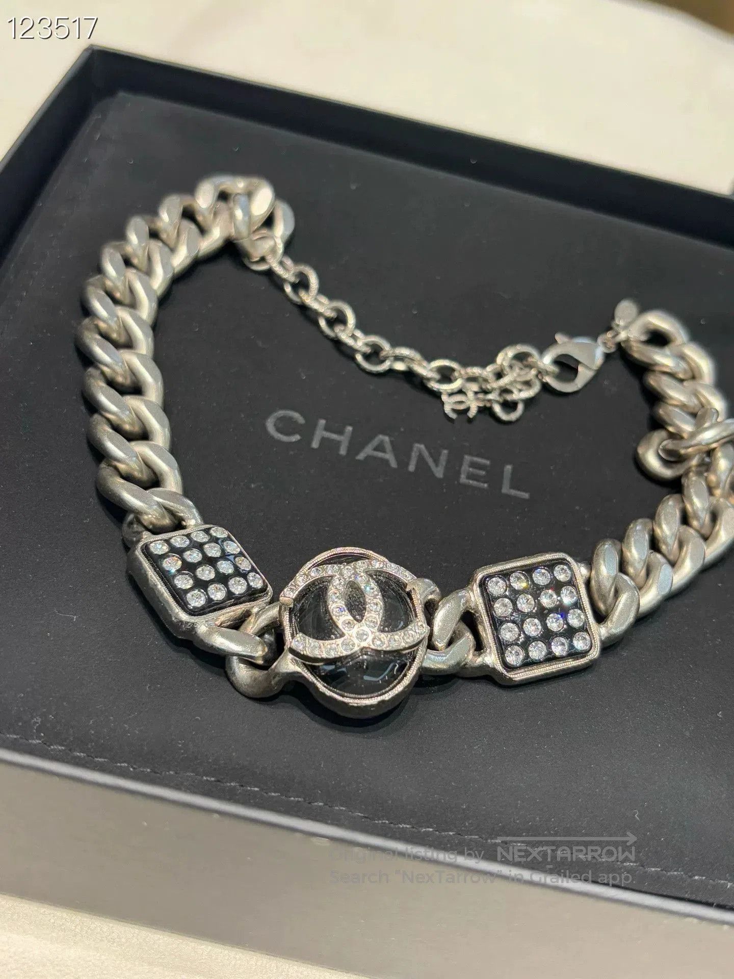 Chanel Chanel Black Silver Crystal Double C Necklace. Size ONE SIZE - 6 Thumbnail
