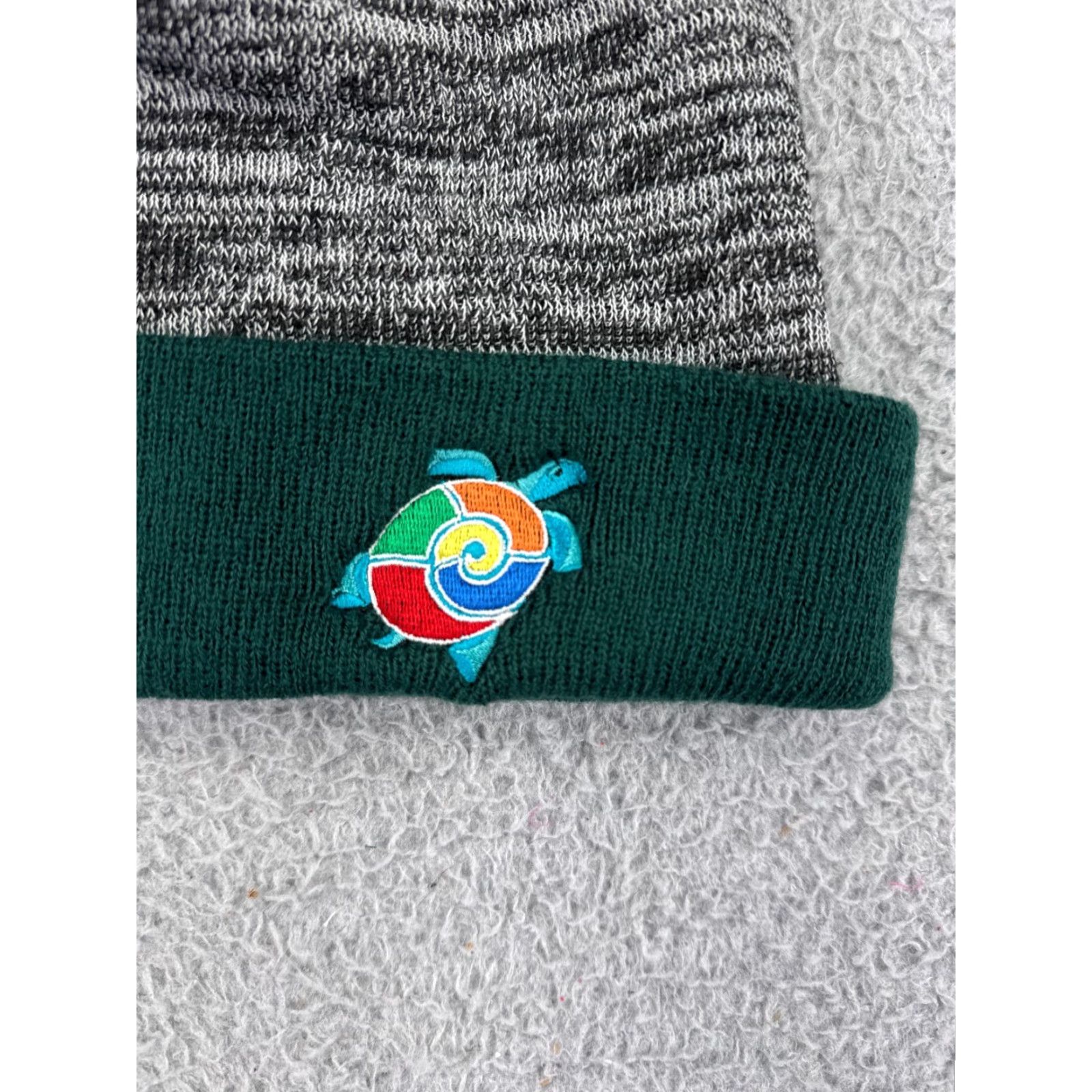 Vintage Sport-Tek Beanie Hat Adult One Size Green Gray Knit 100% Acrylic Winter Fall Spring Summer Casual Workwear Mens Size ONE SIZE - 2 Thumbnail
