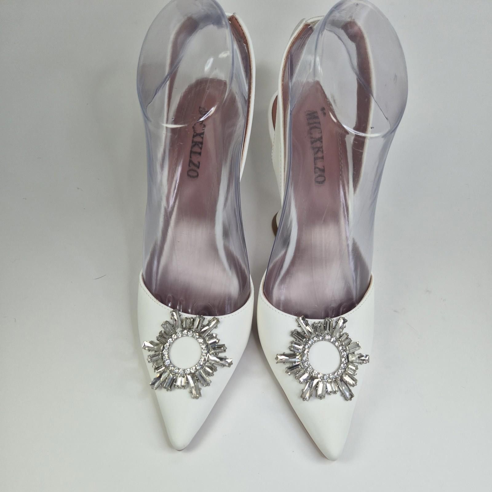 Other MICXKLZO Heel Women's Sz 7.5 White Party Slingback Shoes NIB Size US 7.5 / IT 37.5 - 6 Thumbnail