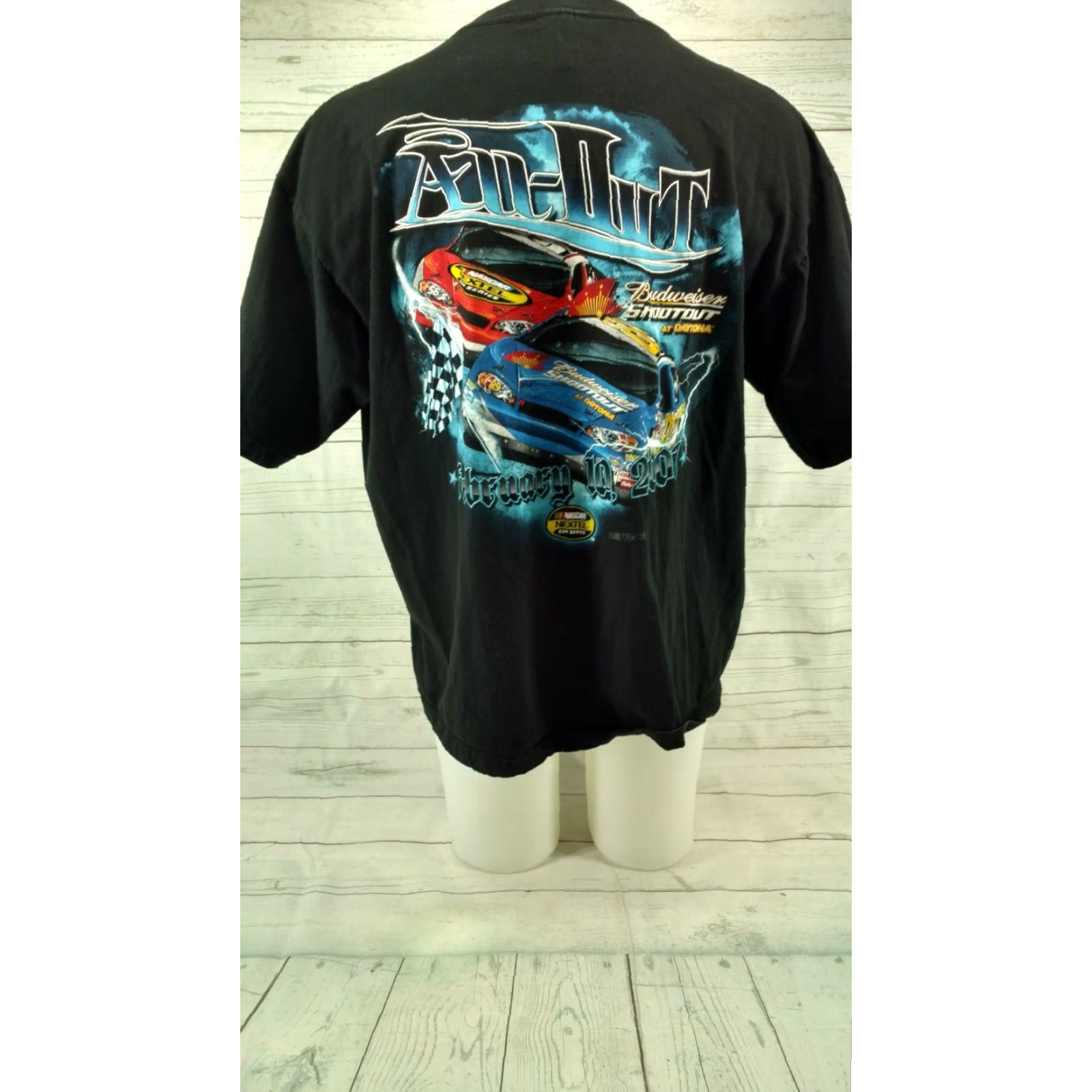 Vintage Budweiser Shootout Daytona 2007 Nascar T-shirt Mens Large Black Short Sleeve Size US L / EU 52-54 / 3 - 7 Thumbnail