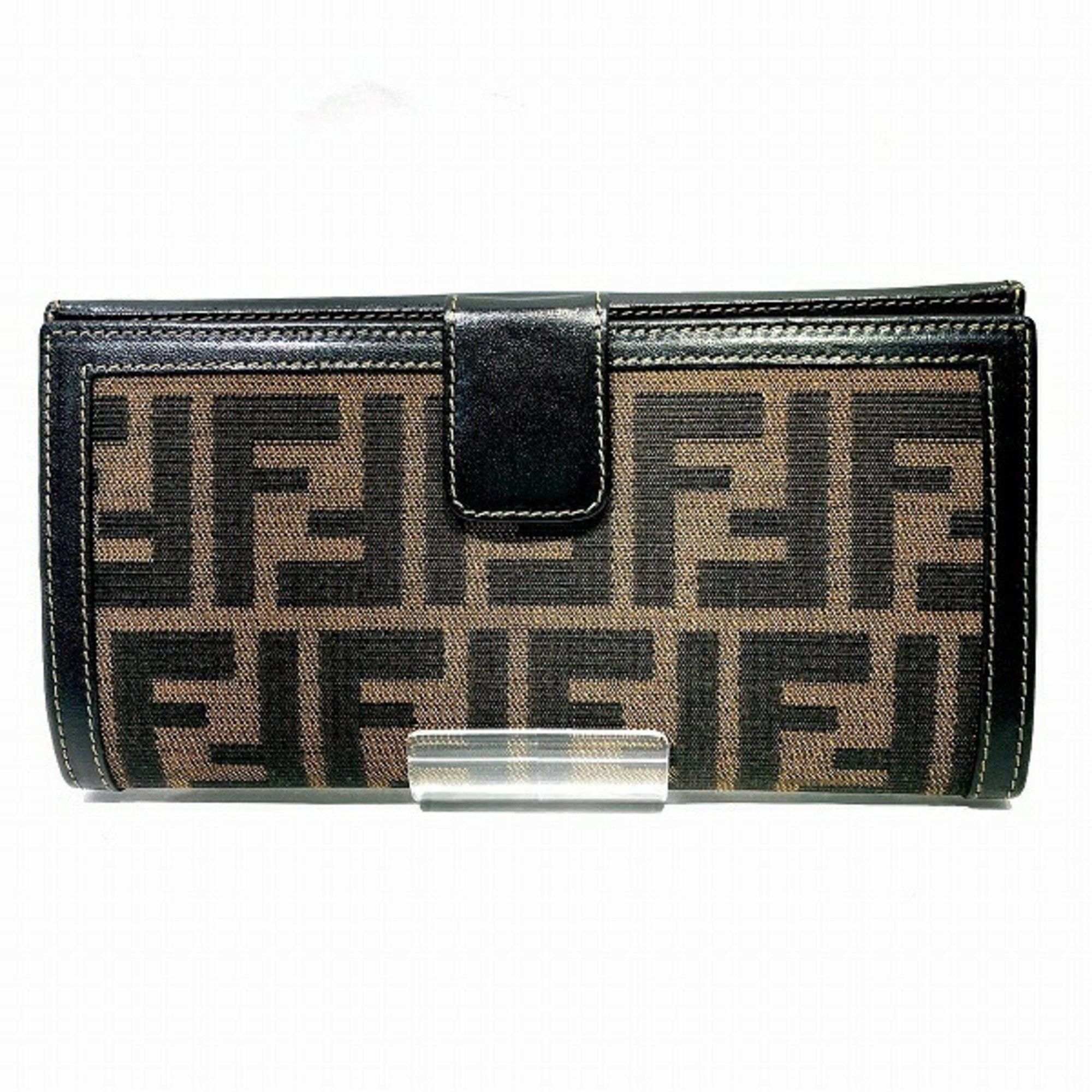 image of Fendi Zucca Pattern 2804-01339・079 Long Wallet, Bi-Fold Wallet For Women in Brown