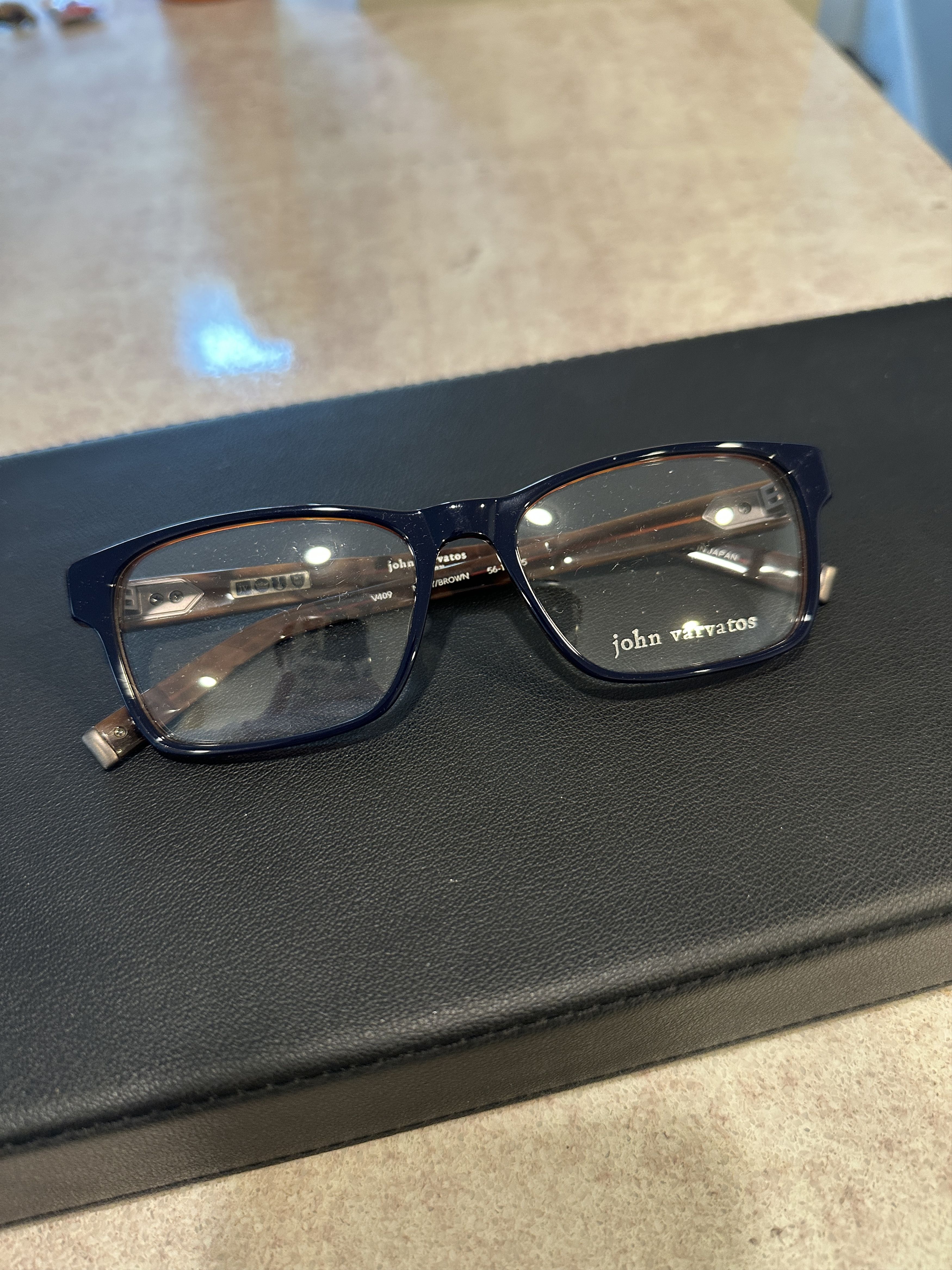 John Varvatos V409 56-18-145 Navy/Brown Glasses Size ONE SIZE - 1 Thumbnail