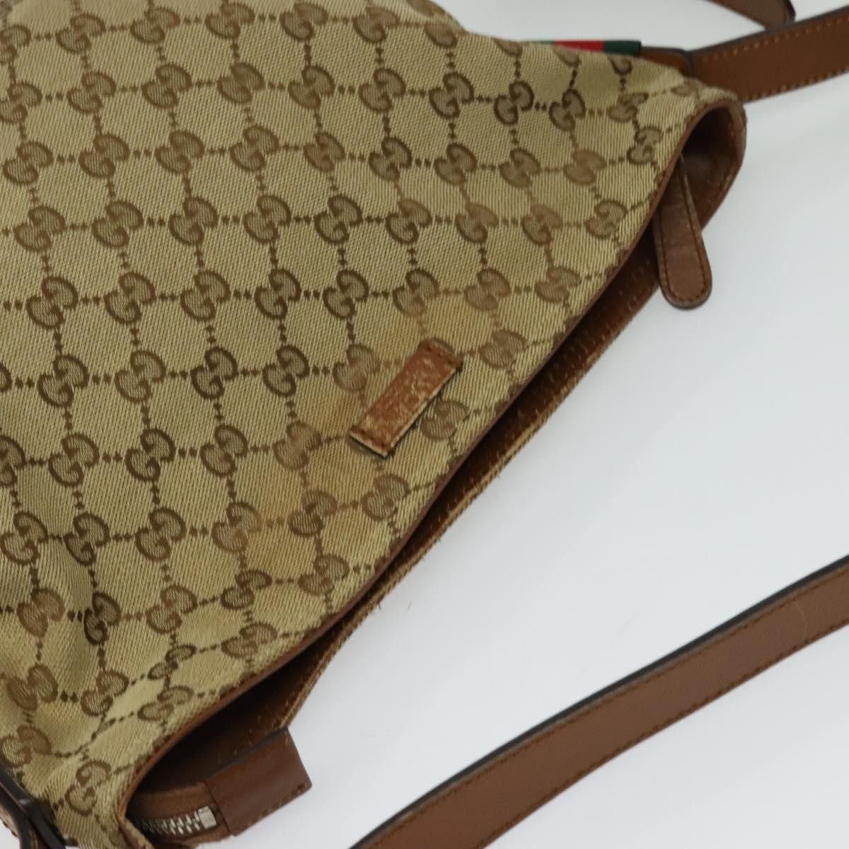 Gucci GUCCI GG Canvas Web Sherry Line Shoulder Bag Beige Red Green Size ONE SIZE - 6 Thumbnail