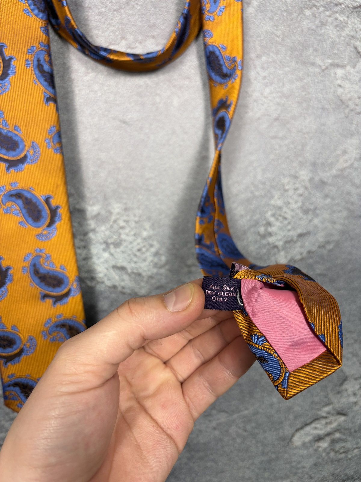 Hermes Seaward and Stearn Orange Paisley Silk Tie Size ONE SIZE - 7 Thumbnail